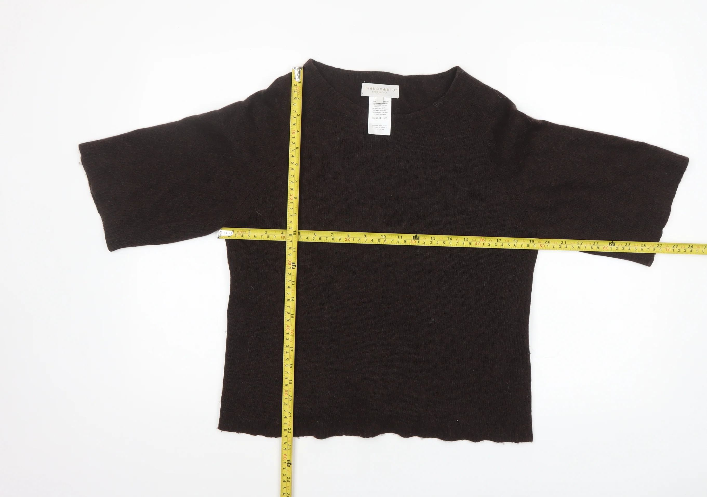 Bianco & Blu Women's Brown Merino Wool Cashmere Blend Pullover Jumper L - Image 2