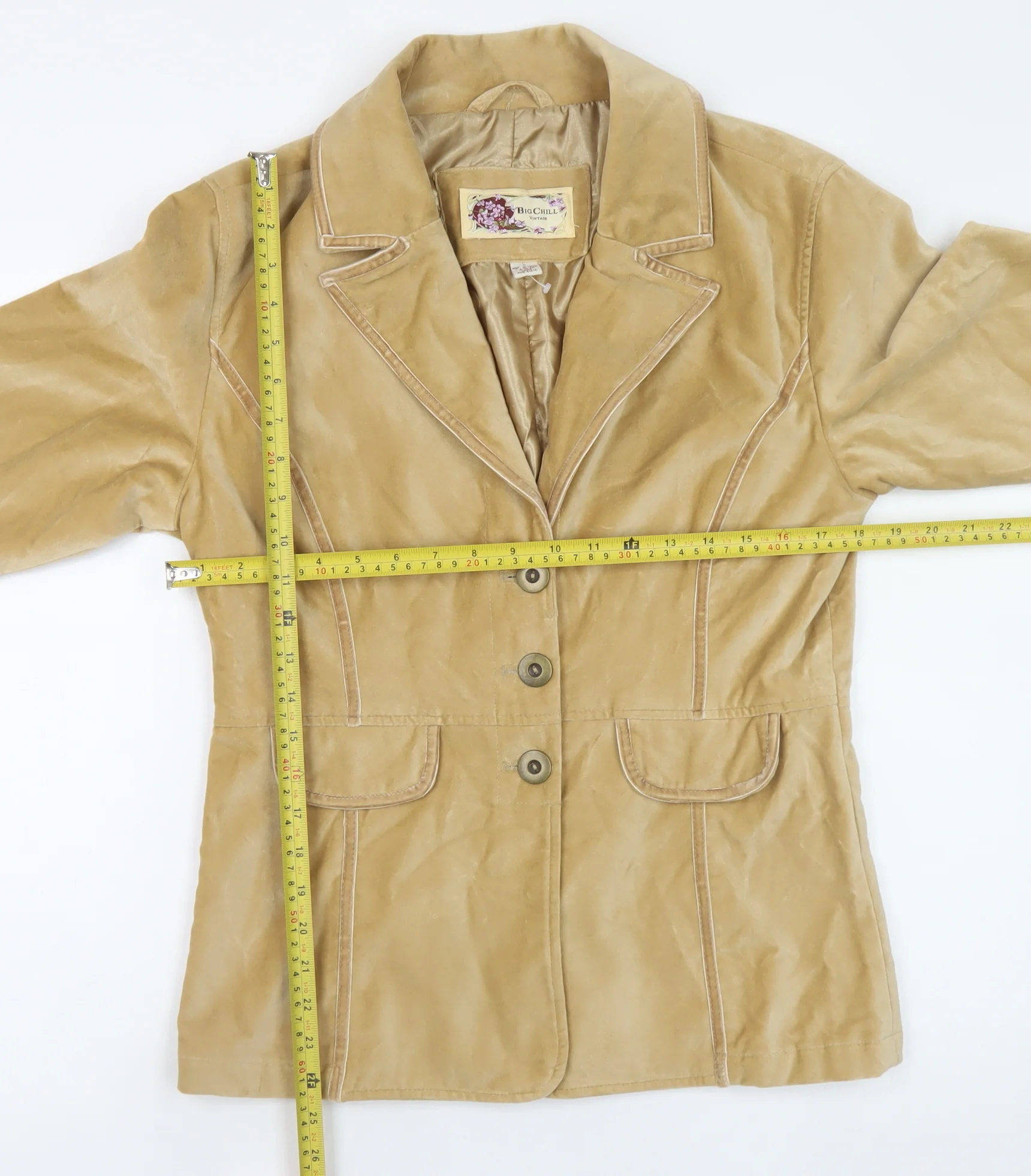Big Chill Women’s Beige Cotton Vintage Blazer Jacket L - Image 2