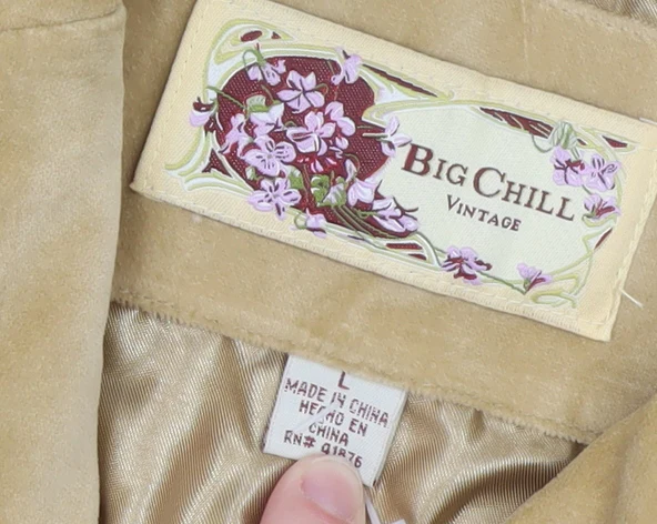 Big Chill Women’s Beige Cotton Vintage Blazer Jacket L - Image 4