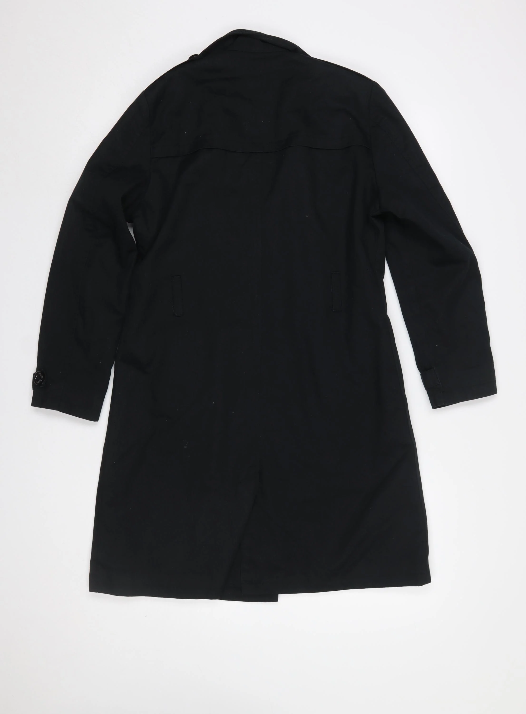 BiG Women's Black Long Trench Coat M Cotton Double-Breasted Classic - Image 3
