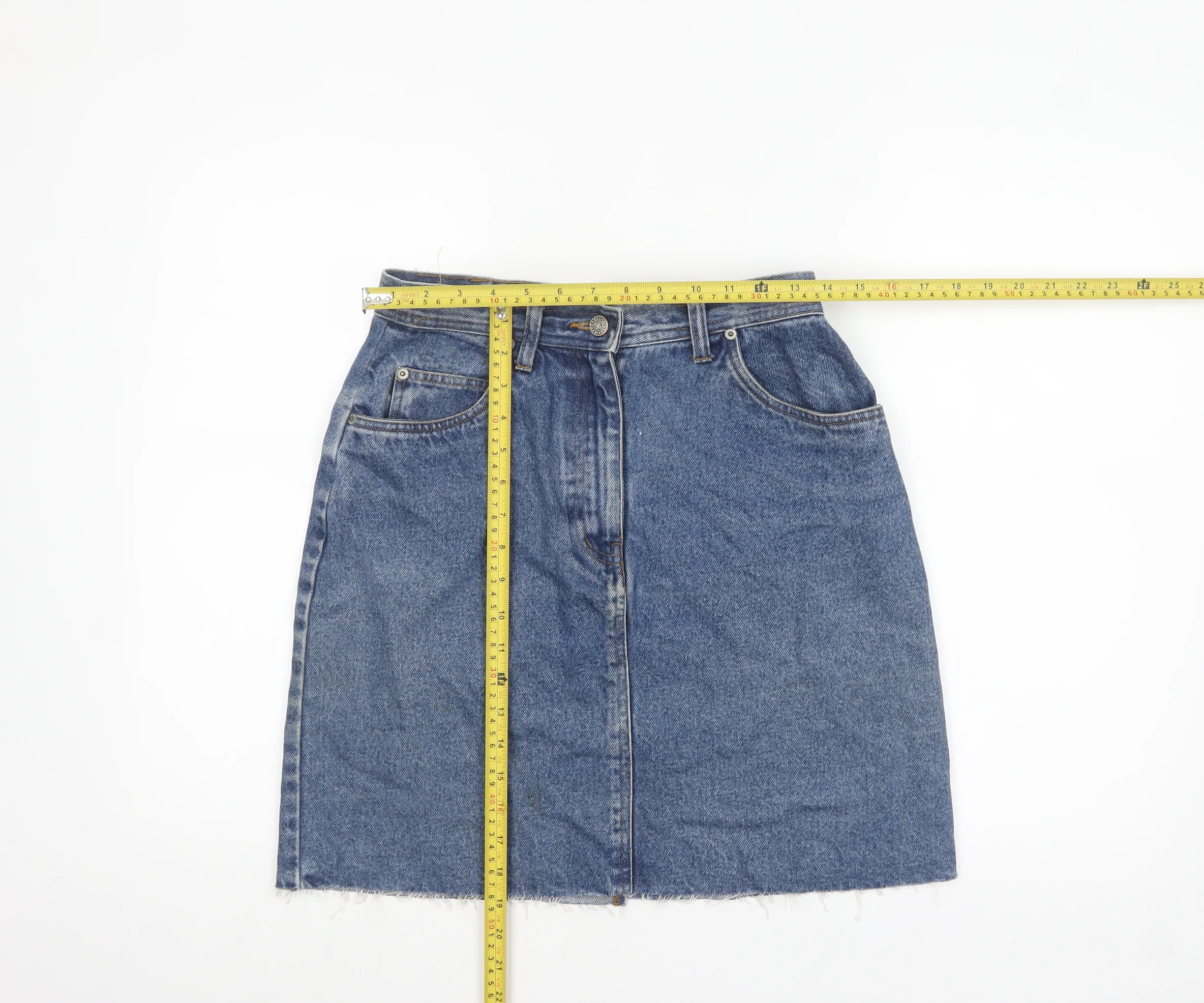 Bill Blass Women's Blue Denim Knee Length Straight Skirt Size 10 - Image 2