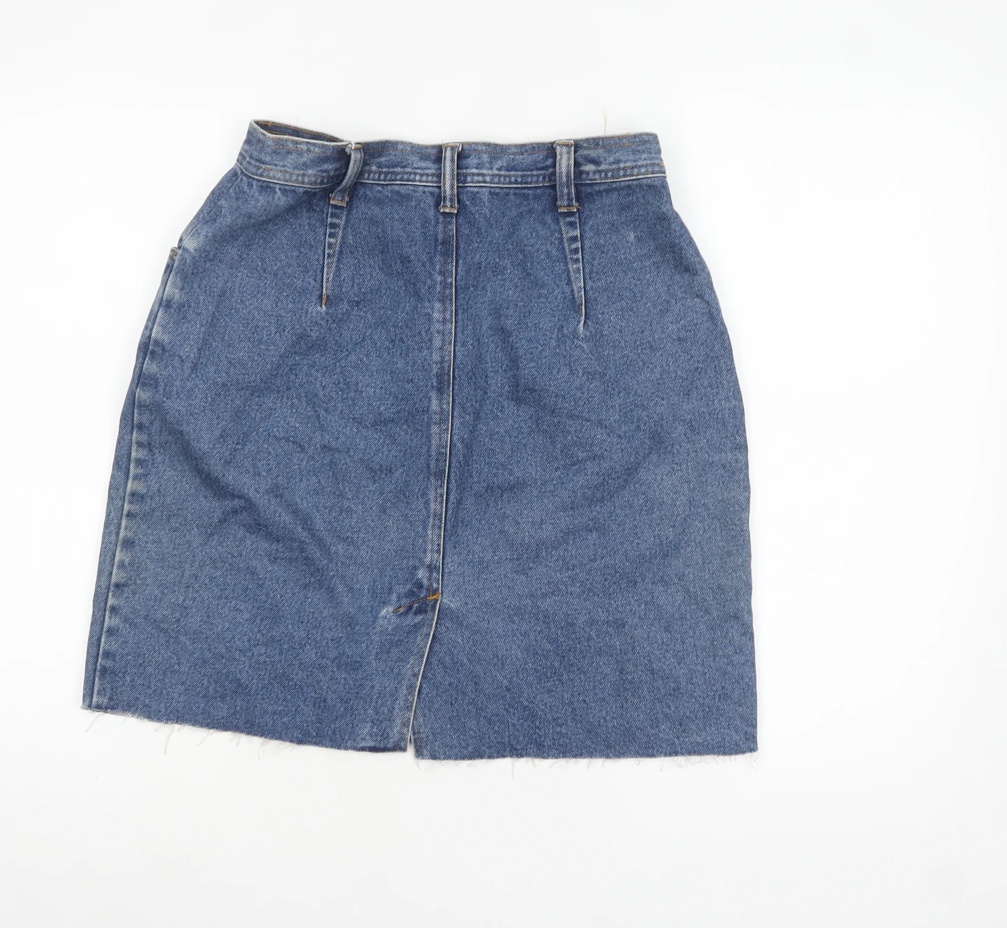 Bill Blass Women's Blue Denim Knee Length Straight Skirt Size 10 - Image 3