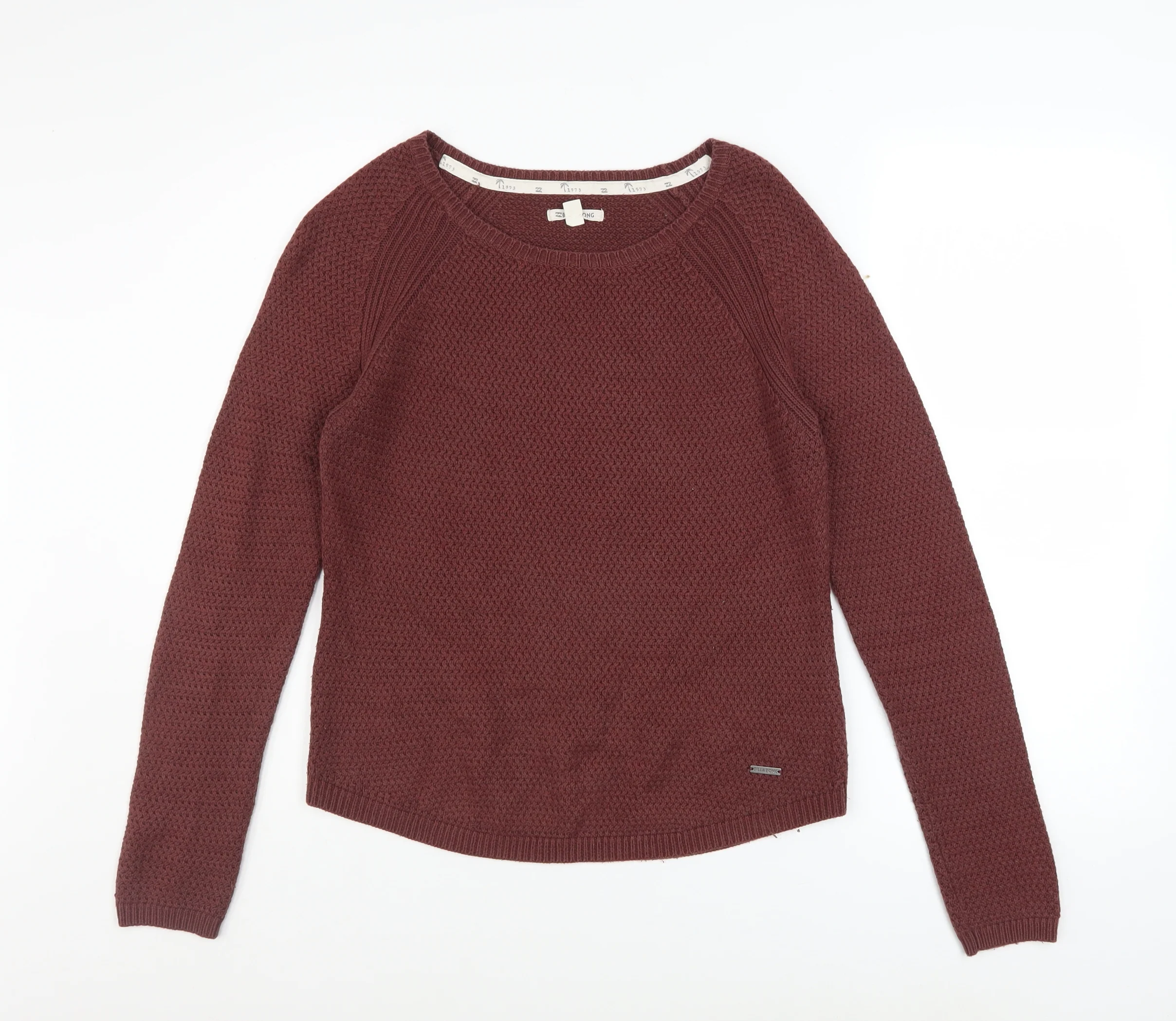 Billabong Womens Red Knit Pullover Jumper Size S Long Sleeve Crew Neck