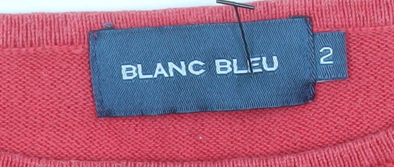 Blanc Bleu Women's Red Cotton Crew Neck Pullover Jumper Size 10 - Image 4