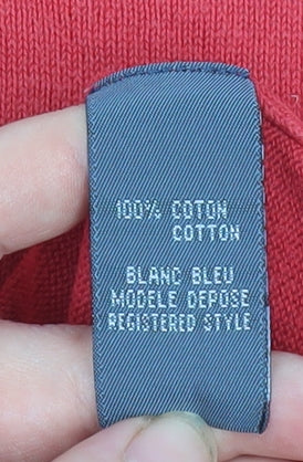 Blanc Bleu Women's Red Cotton Crew Neck Pullover Jumper Size 10 - Image 5