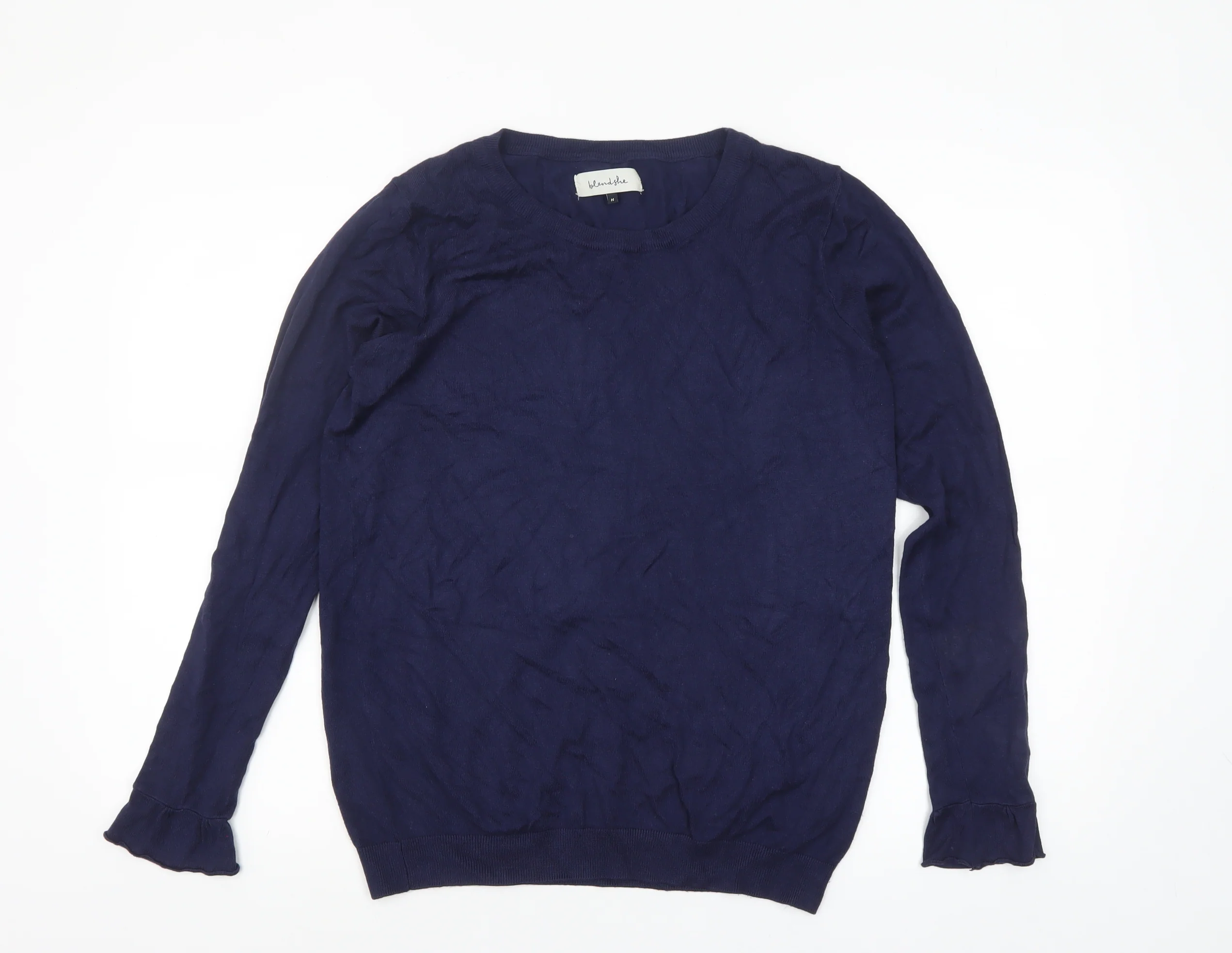 blendshe Women's Blue Pullover Jumper M Long Sleeve Crew Neck Knit