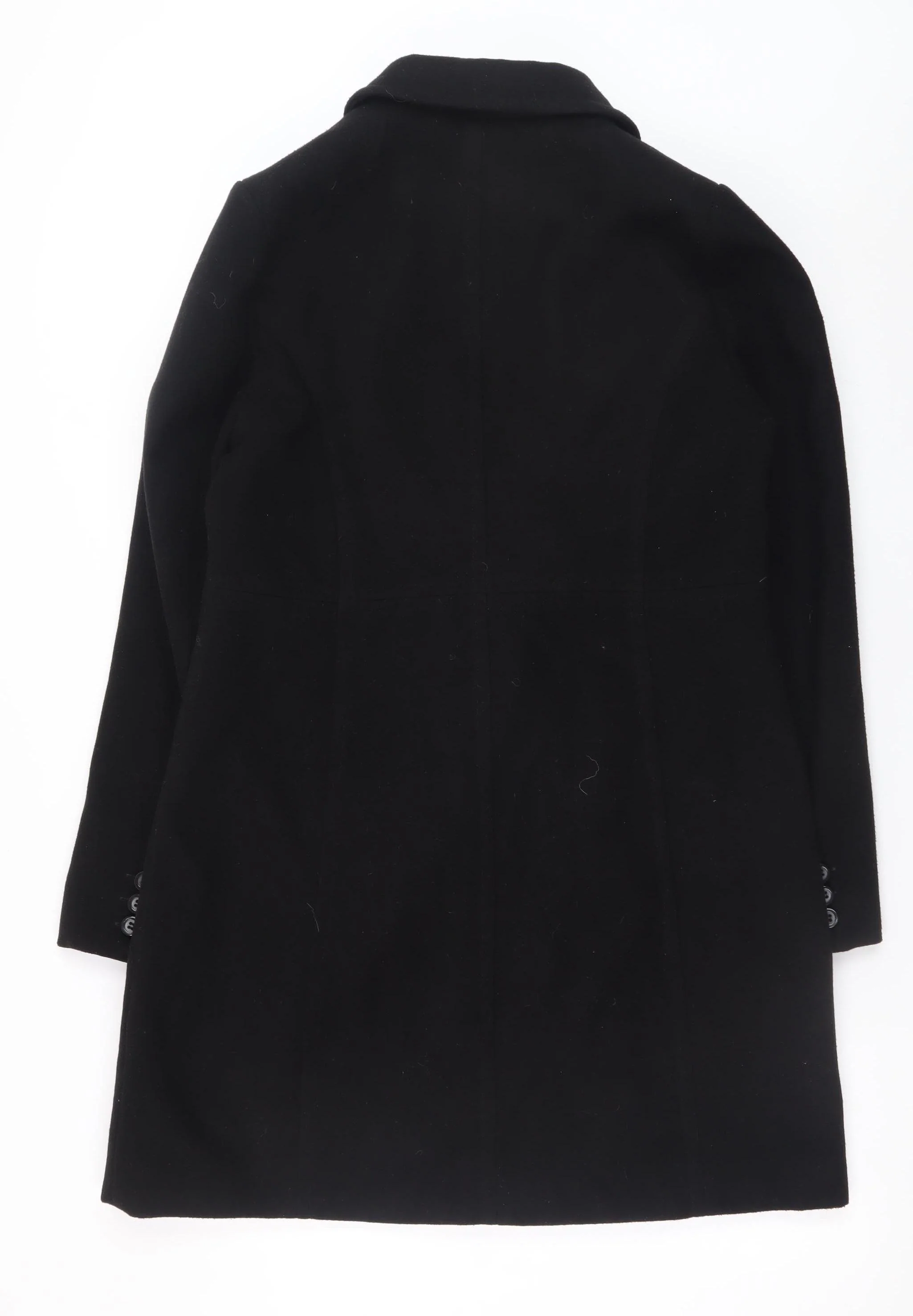 Blue Motion Womens Black Long Overcoat Size 14 Lined Twill Style - Image 3