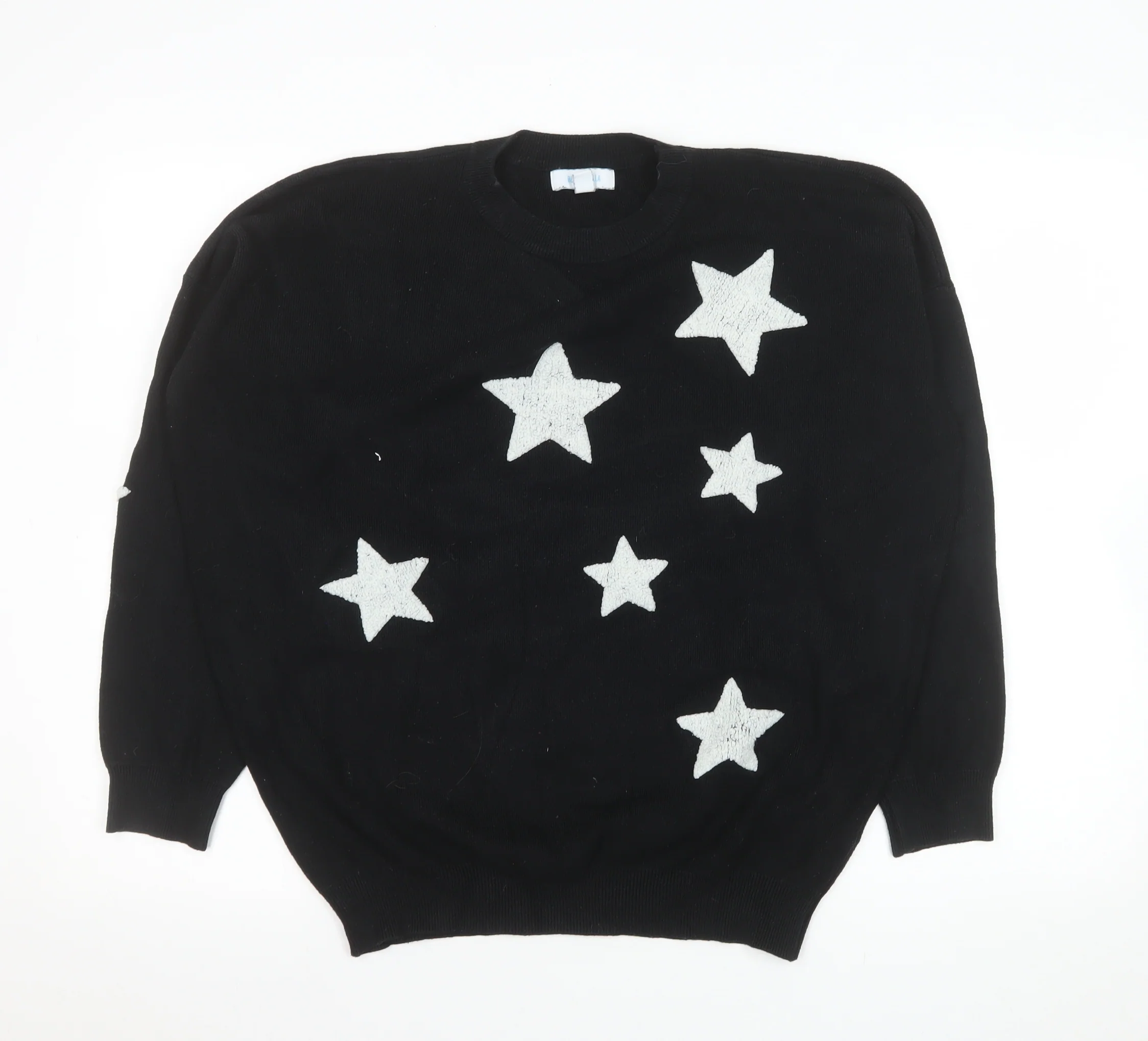 Blue Vanilla Women's Black Star Knit Pullover Jumper M