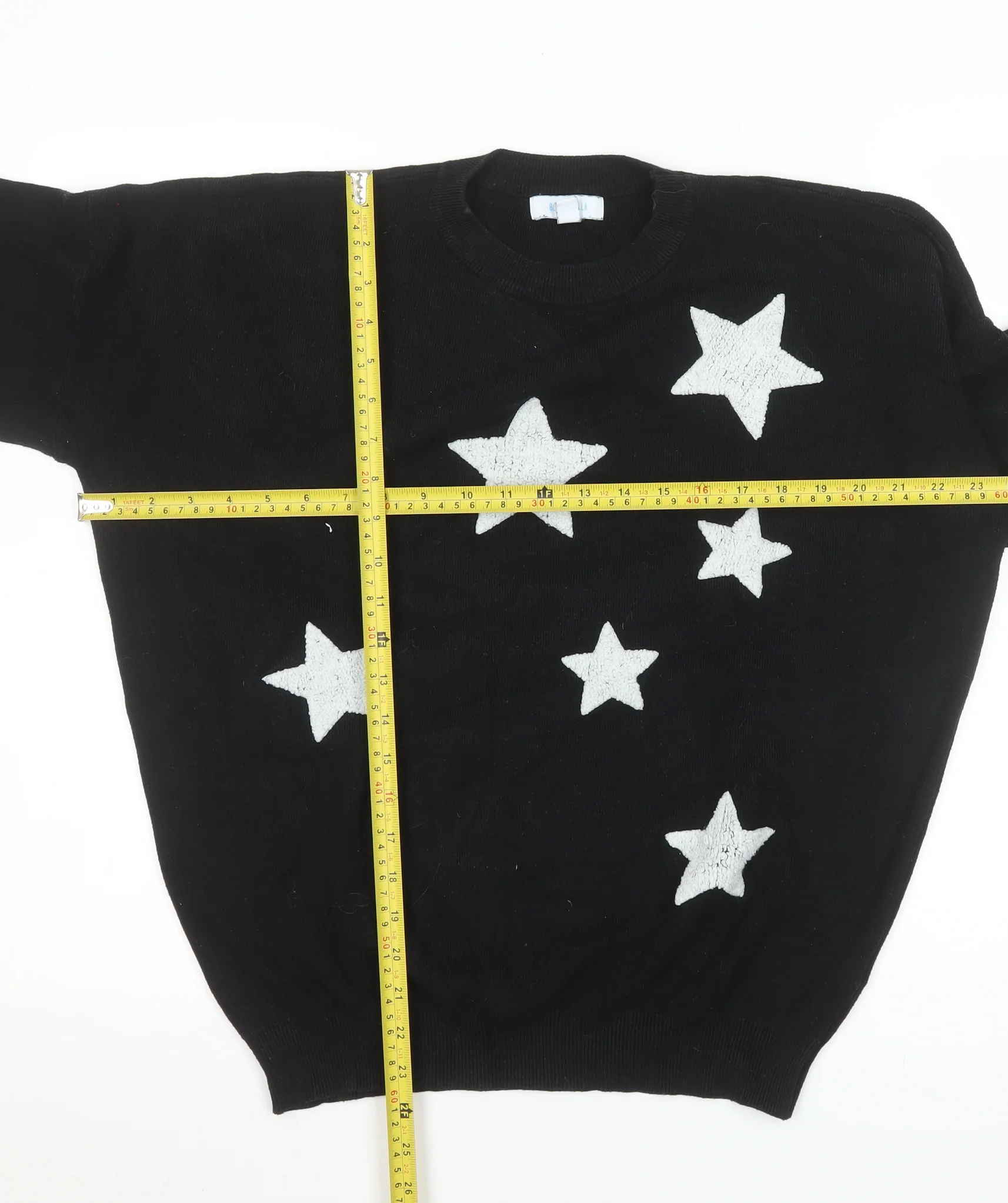 Blue Vanilla Women's Black Star Knit Pullover Jumper M - Image 2