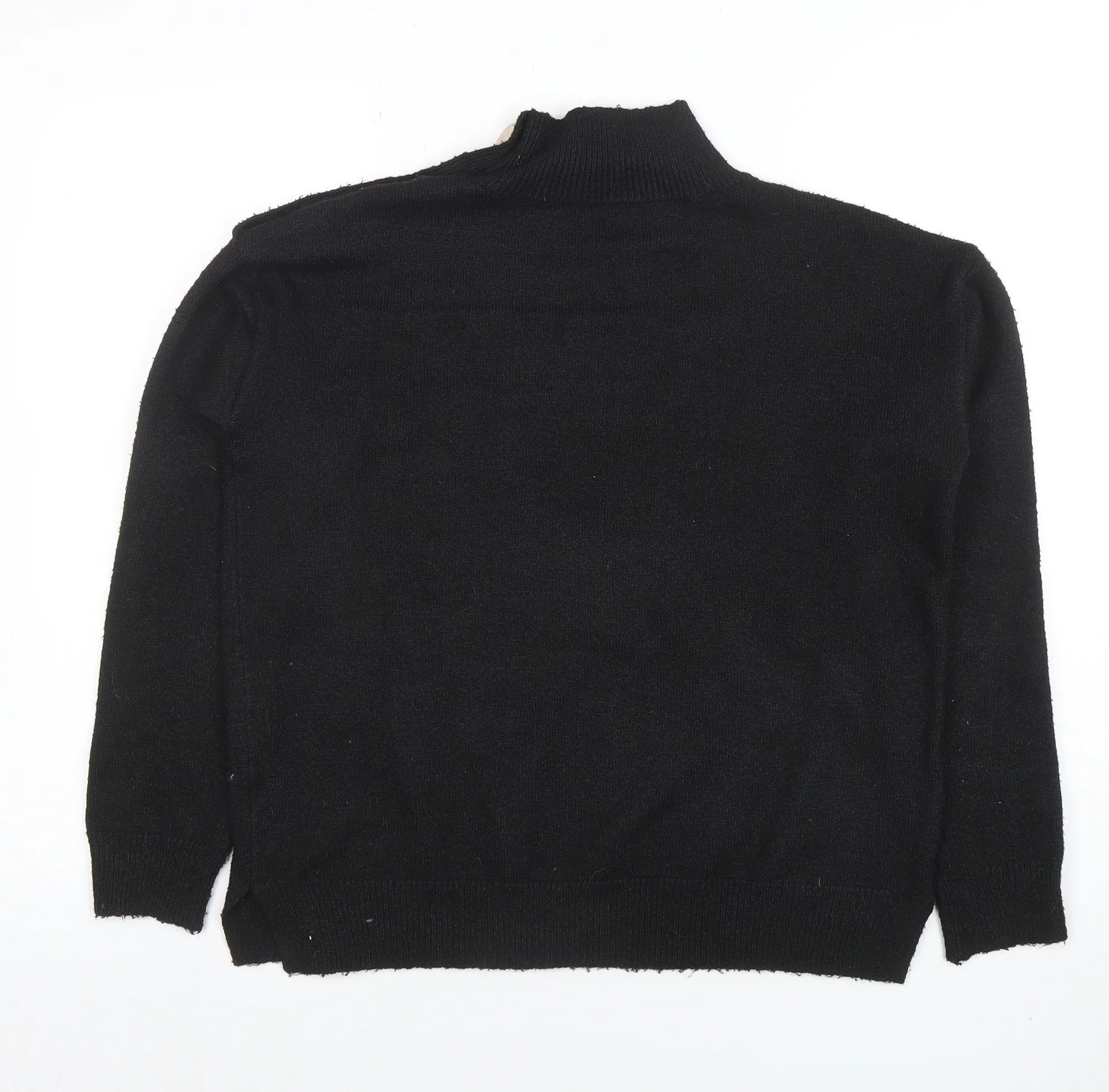 Bluoltre Women’s Black Mock Neck Button Detail Pullover Jumper Size S - Image 3