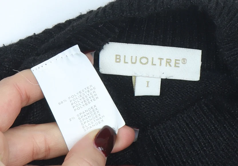 Bluoltre Women’s Black Mock Neck Button Detail Pullover Jumper Size S - Image 4