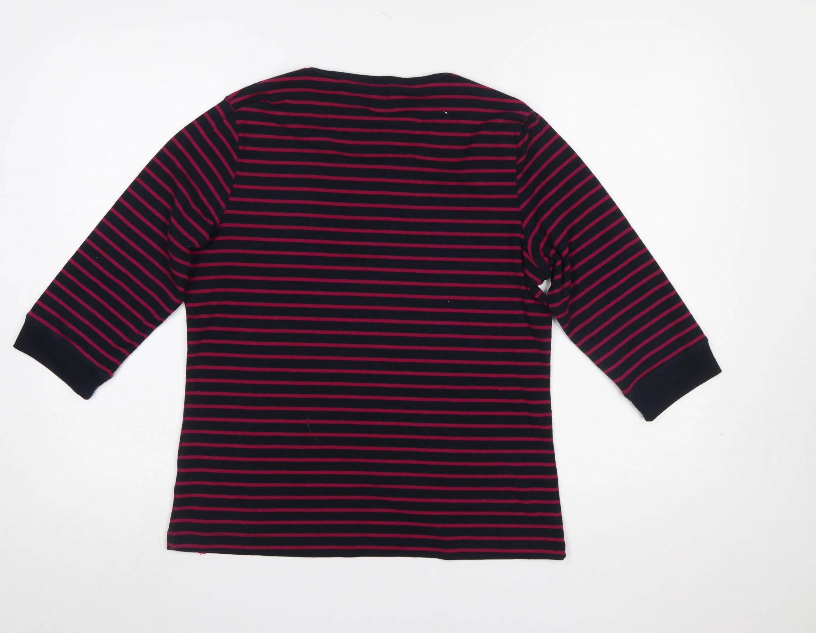 Bm Casual Women's Navy & Pink Striped 3/4 Sleeve Henley T-Shirt Size M - Image 3