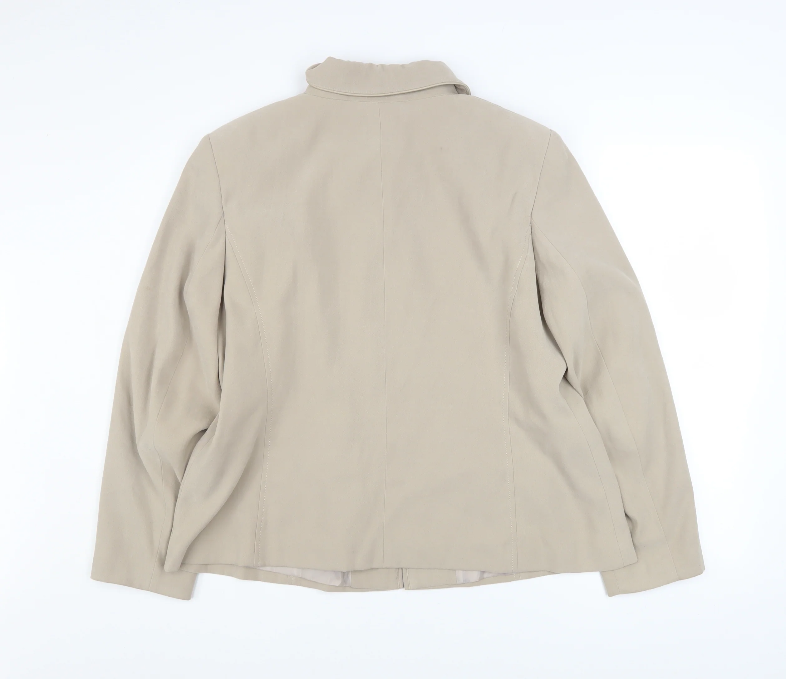 Bm Women Beige Mid-Length Zip-Up Jacket Size 18 - Image 3