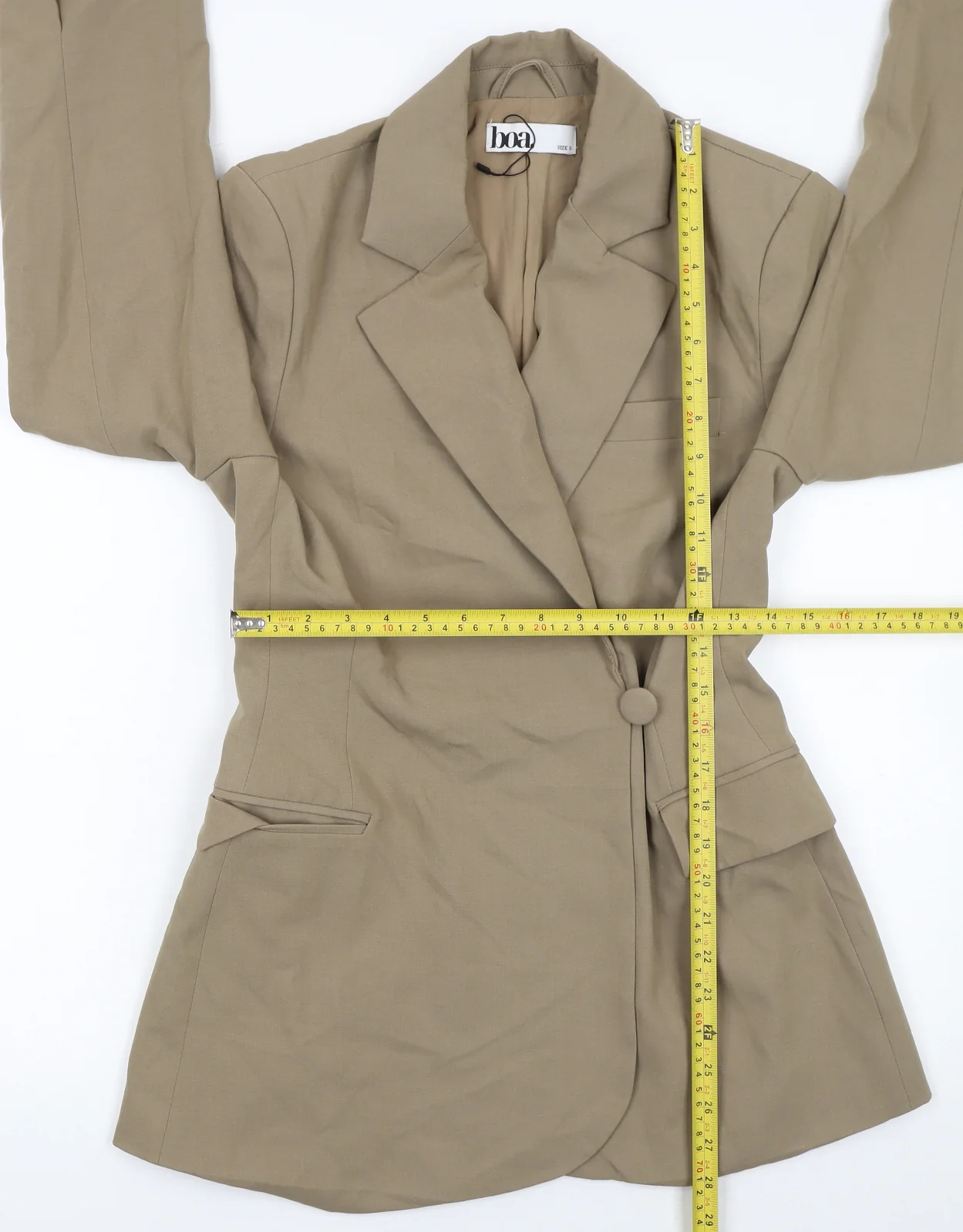 Boa Women Beige Single Breasted Blazer Jacket Size S Wool Blend - Image 2