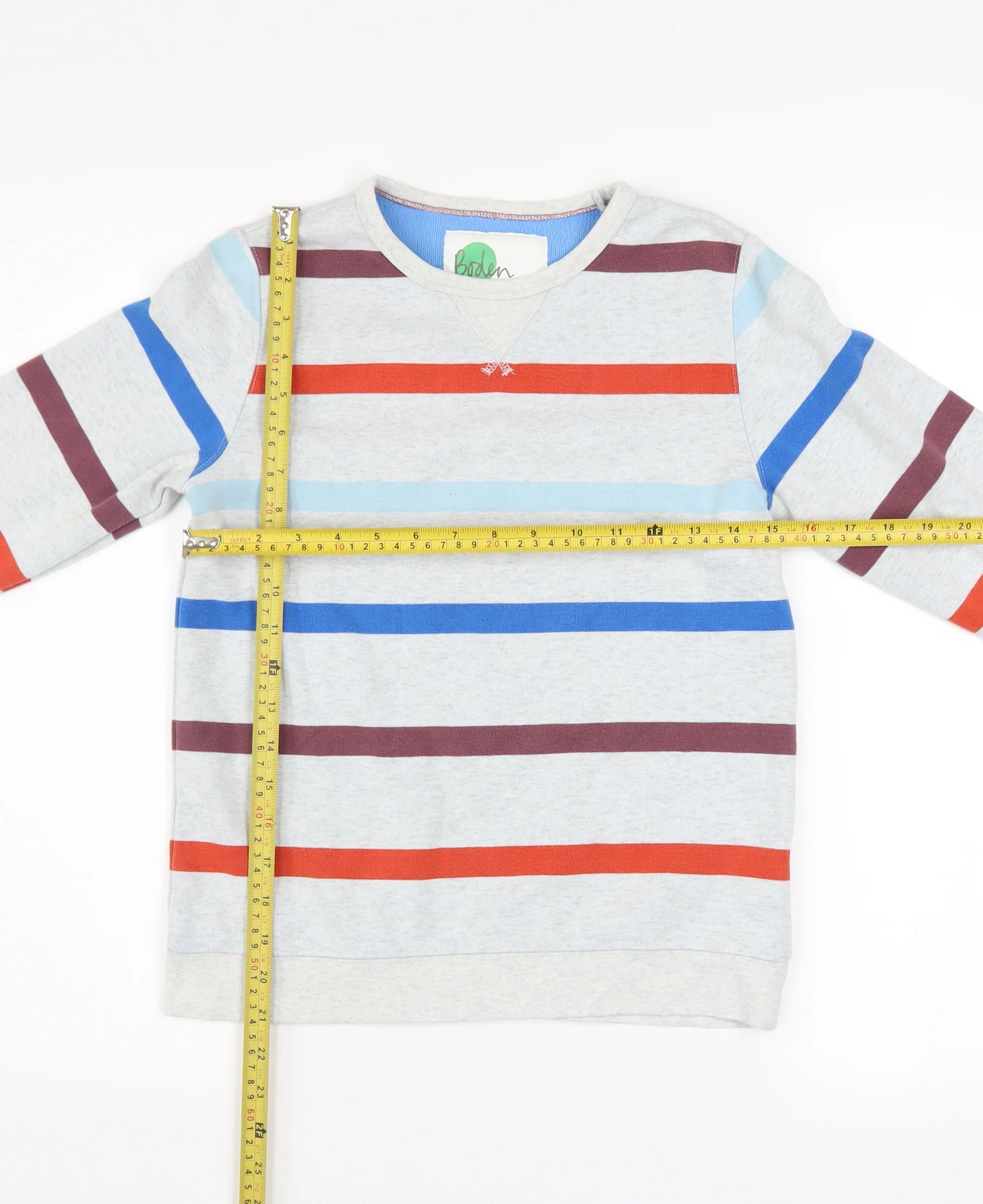 Boden Boys Grey Striped Pullover Sweatshirt 11-12 Years Long Sleeve - Image 2