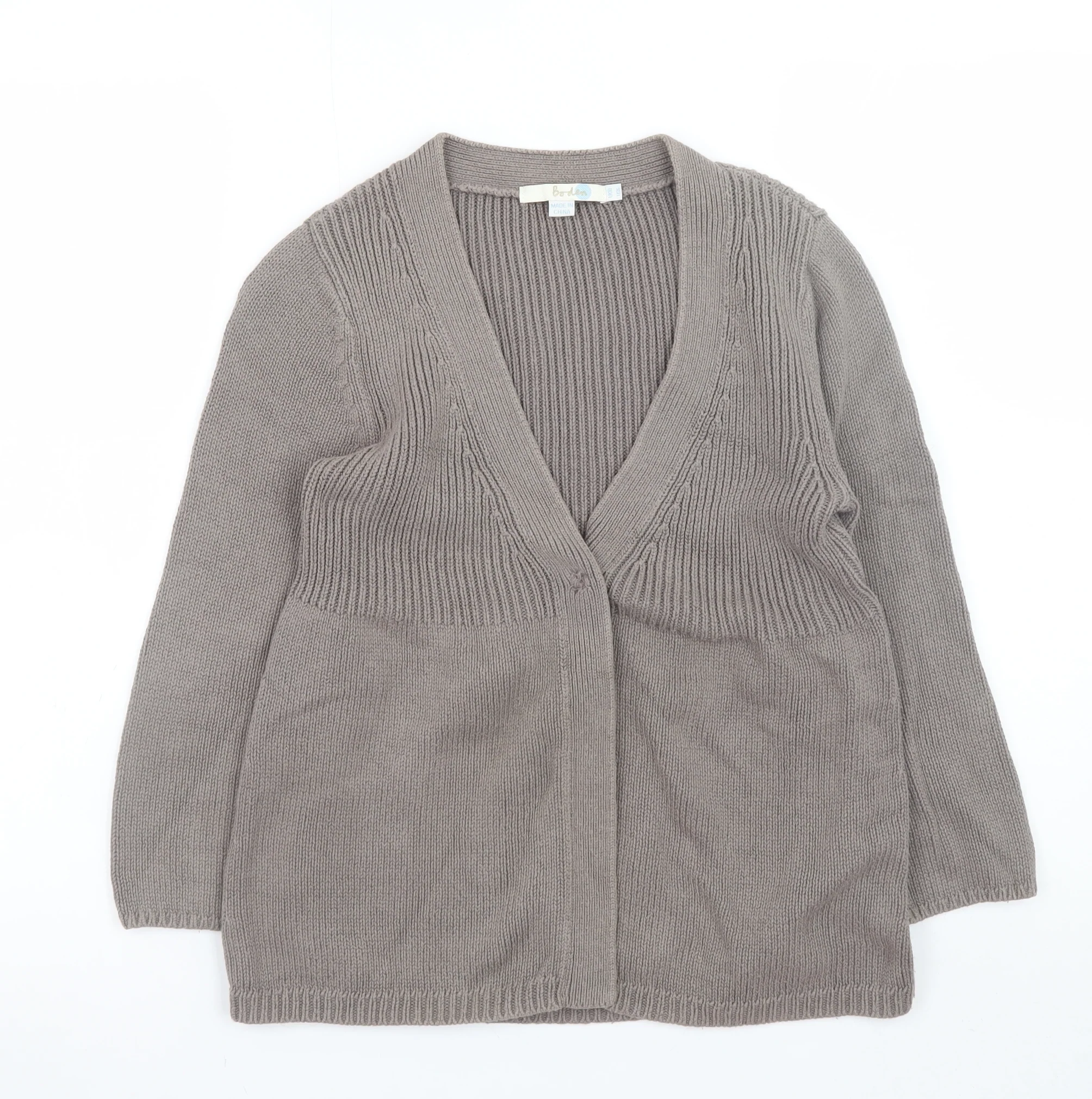 Boden Women Beige Cotton V-Neck Long Sleeve Cardigan Size 10
