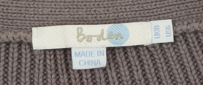 Boden Women Beige Cotton V-Neck Long Sleeve Cardigan Size 10 - Image 4