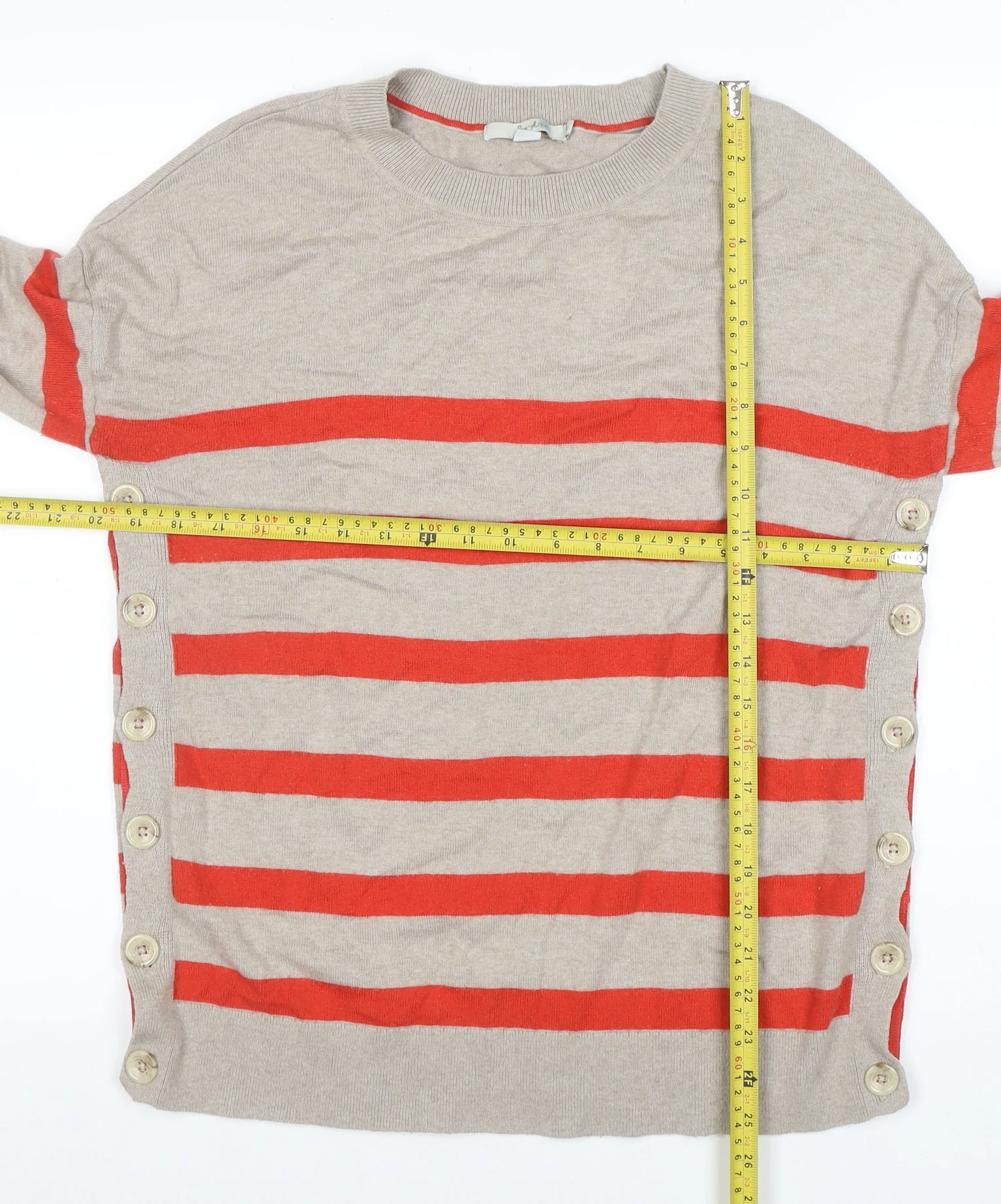 Boden Women Beige Red Striped Cotton Cashmere Jumper M - Image 2