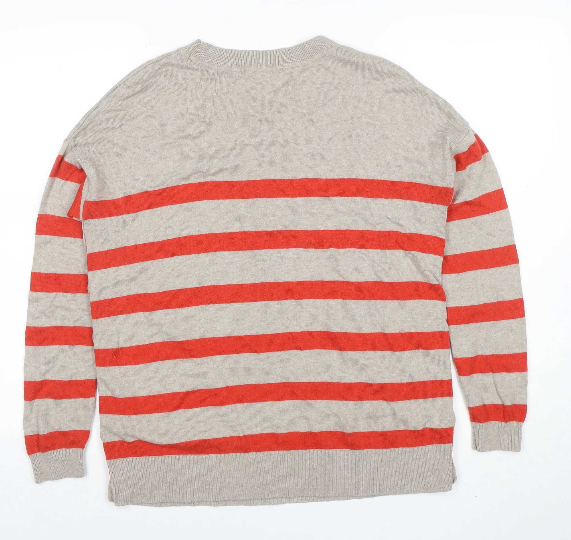 Boden Women Beige Red Striped Cotton Cashmere Jumper M - Image 3