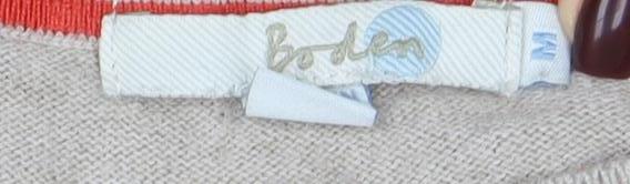 Boden Women Beige Red Striped Cotton Cashmere Jumper M - Image 4