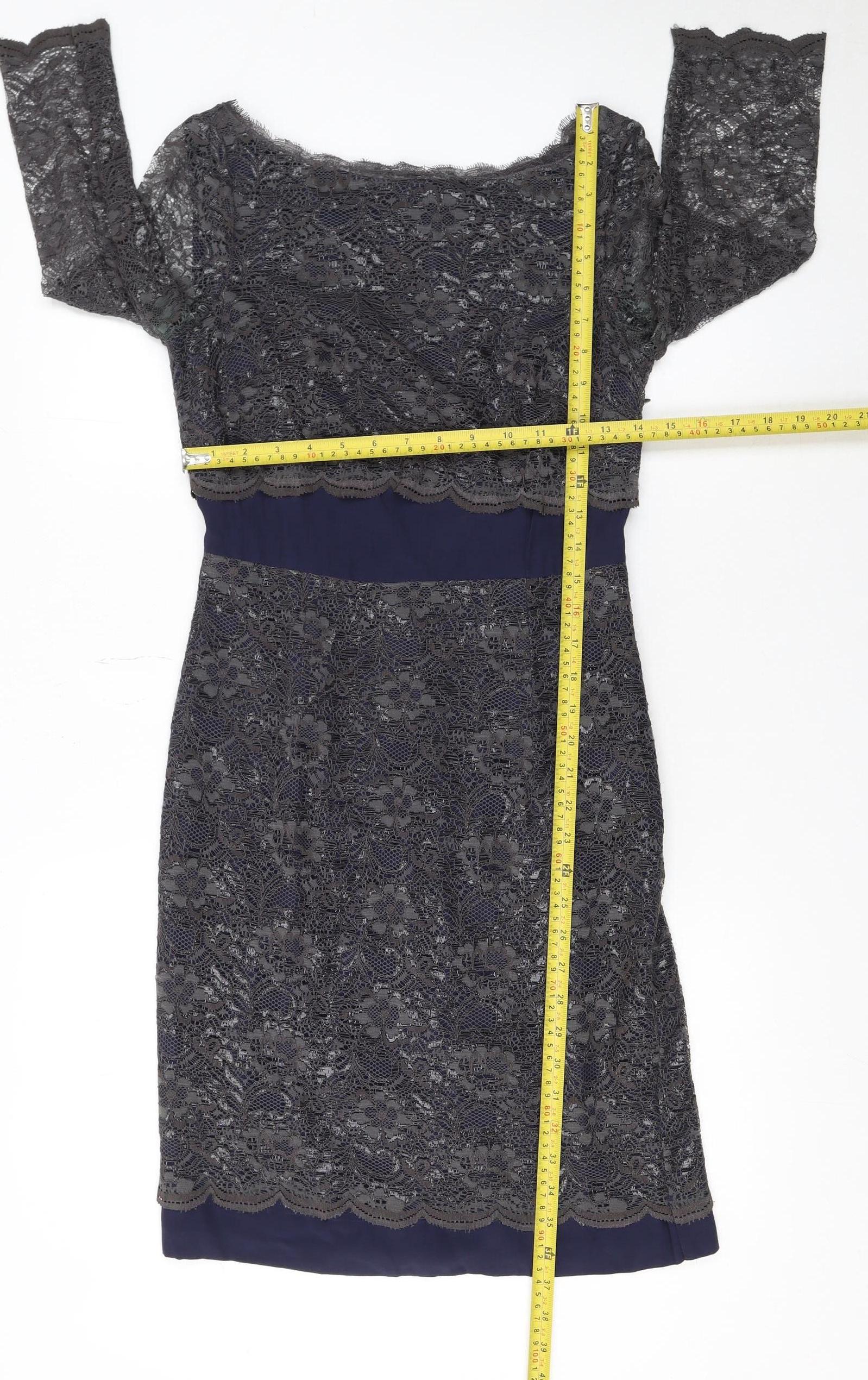 Boden Women Blue Lace Sheath Knee Length Dress UK 8 - Image 2