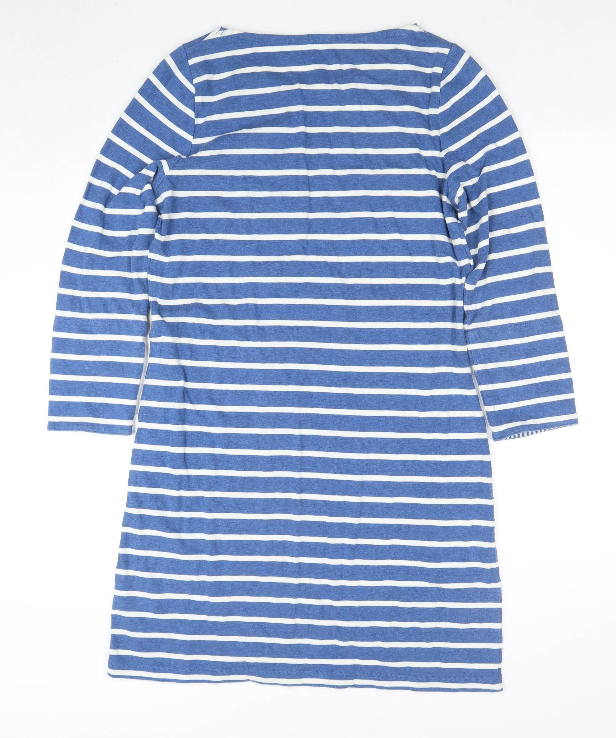 Boden Women Blue Striped 3/4 Sleeve Cotton T-Shirt Dress Size 12 - Image 3