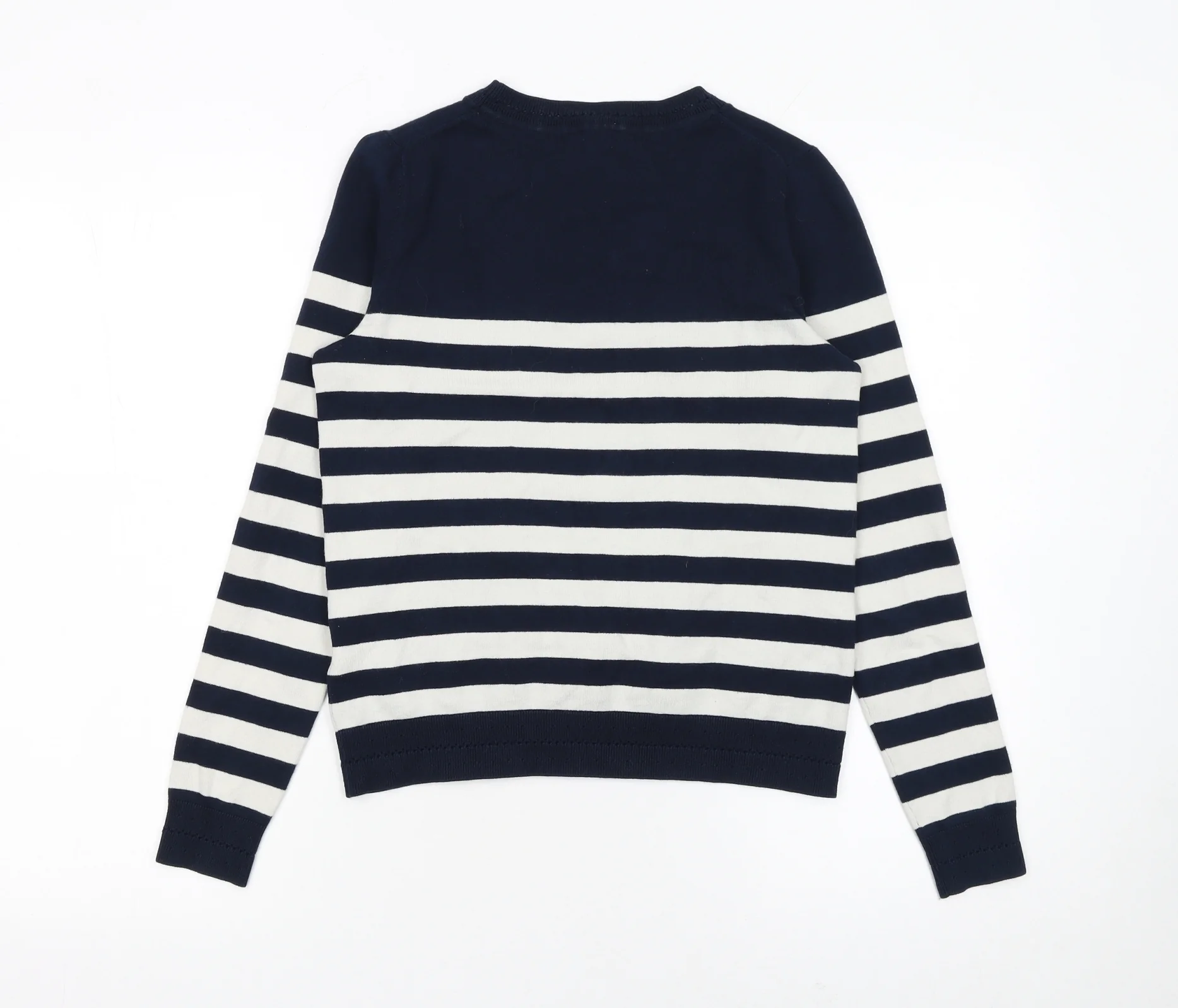 Boden Women Blue White Striped Cotton Crew Neck Jumper XS - Image 3
