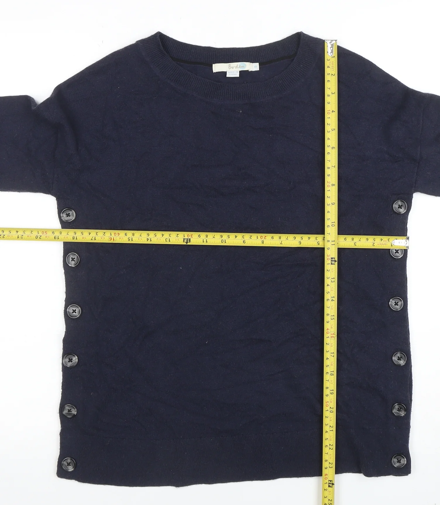 Boden Women Blue Wool Blend Button Side Jumper Size S - Image 2