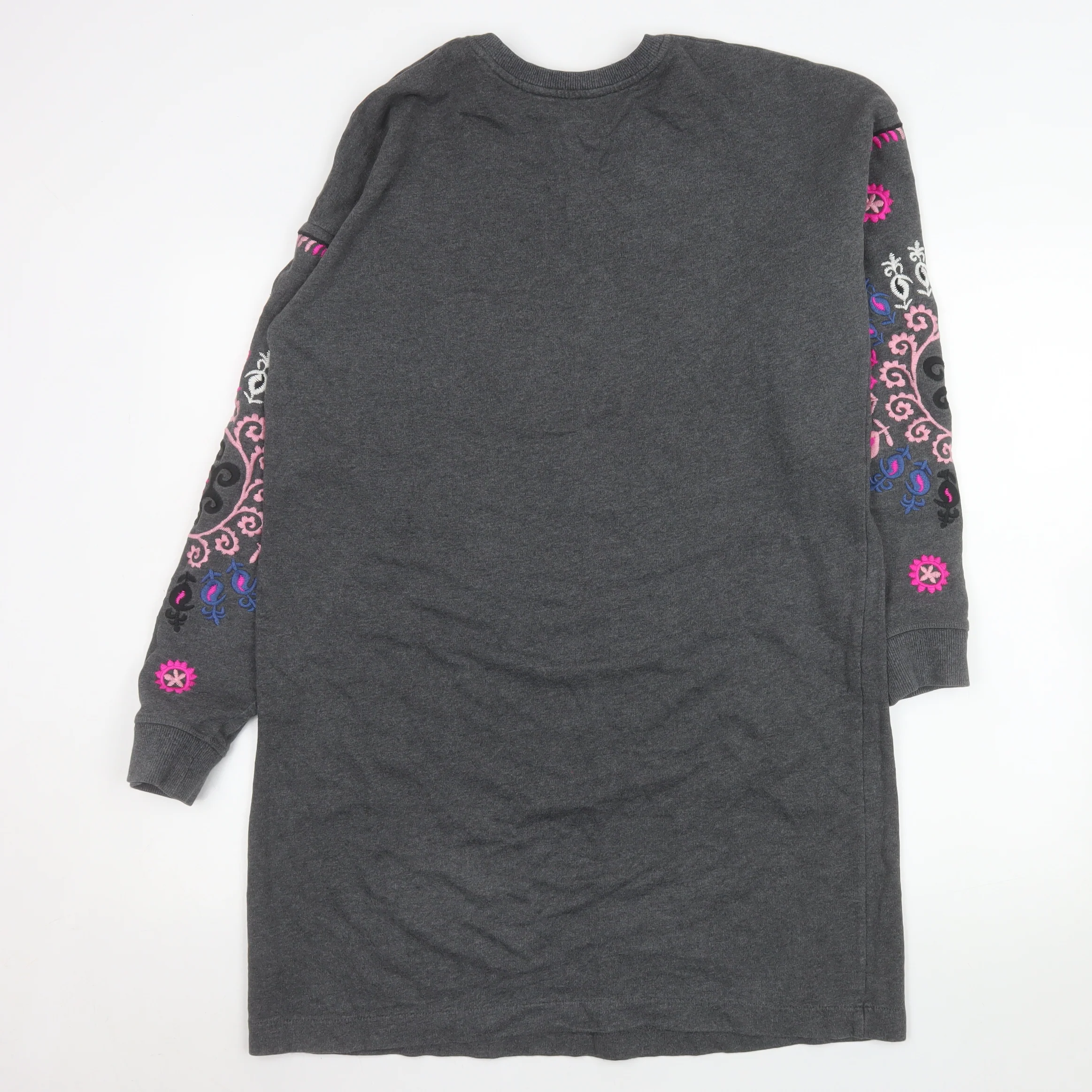 Boden Women Grey Embroidered Long Sleeve Shift Dress Size 14 - Image 3