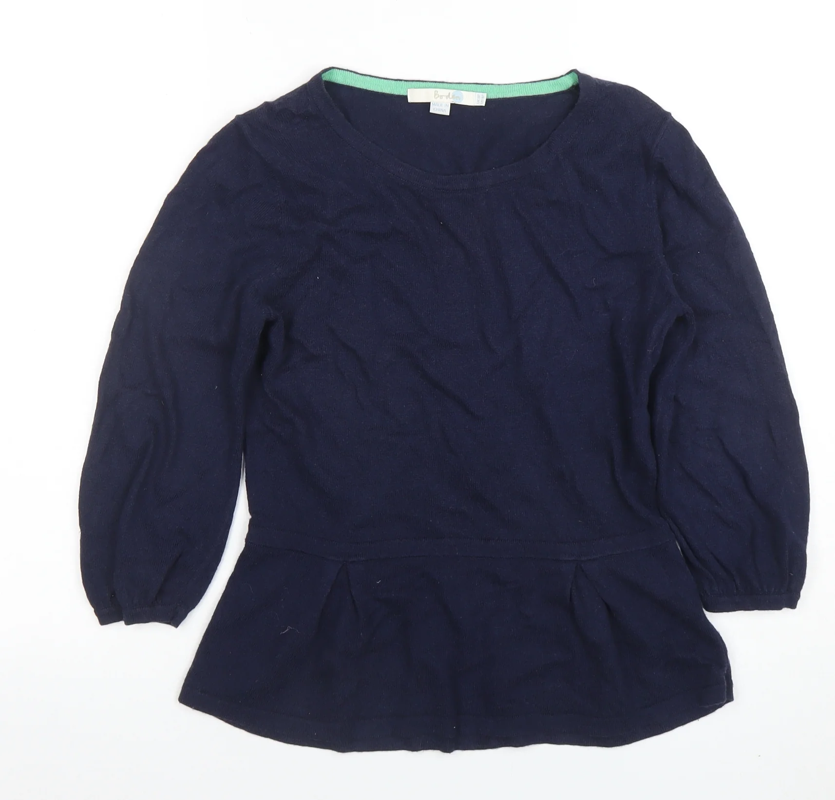 Boden Women's Blue Long Sleeve Tunic Blouse Size 4 Cotton Cashmere Blend