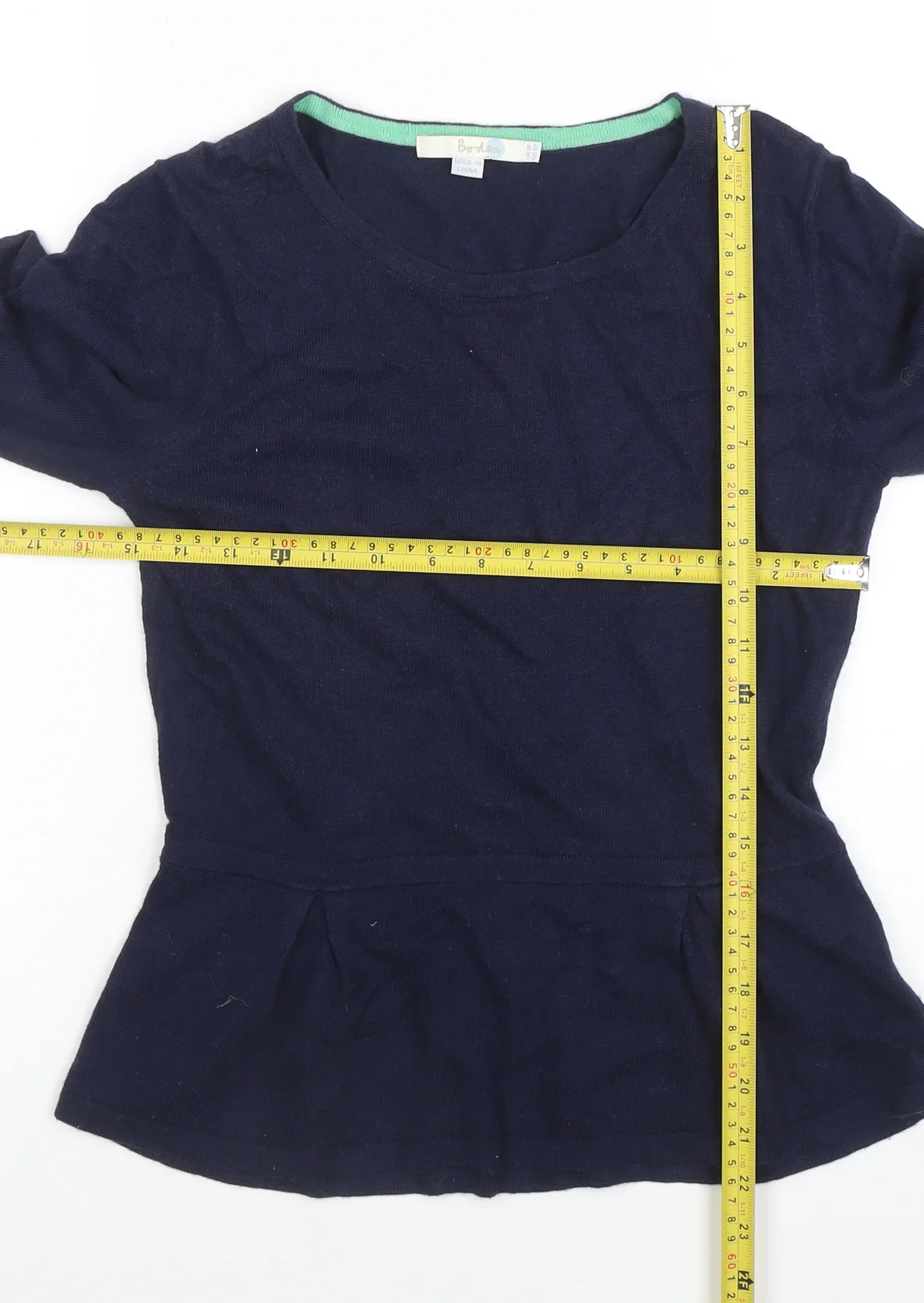 Boden Women's Blue Long Sleeve Tunic Blouse Size 4 Cotton Cashmere Blend - Image 2