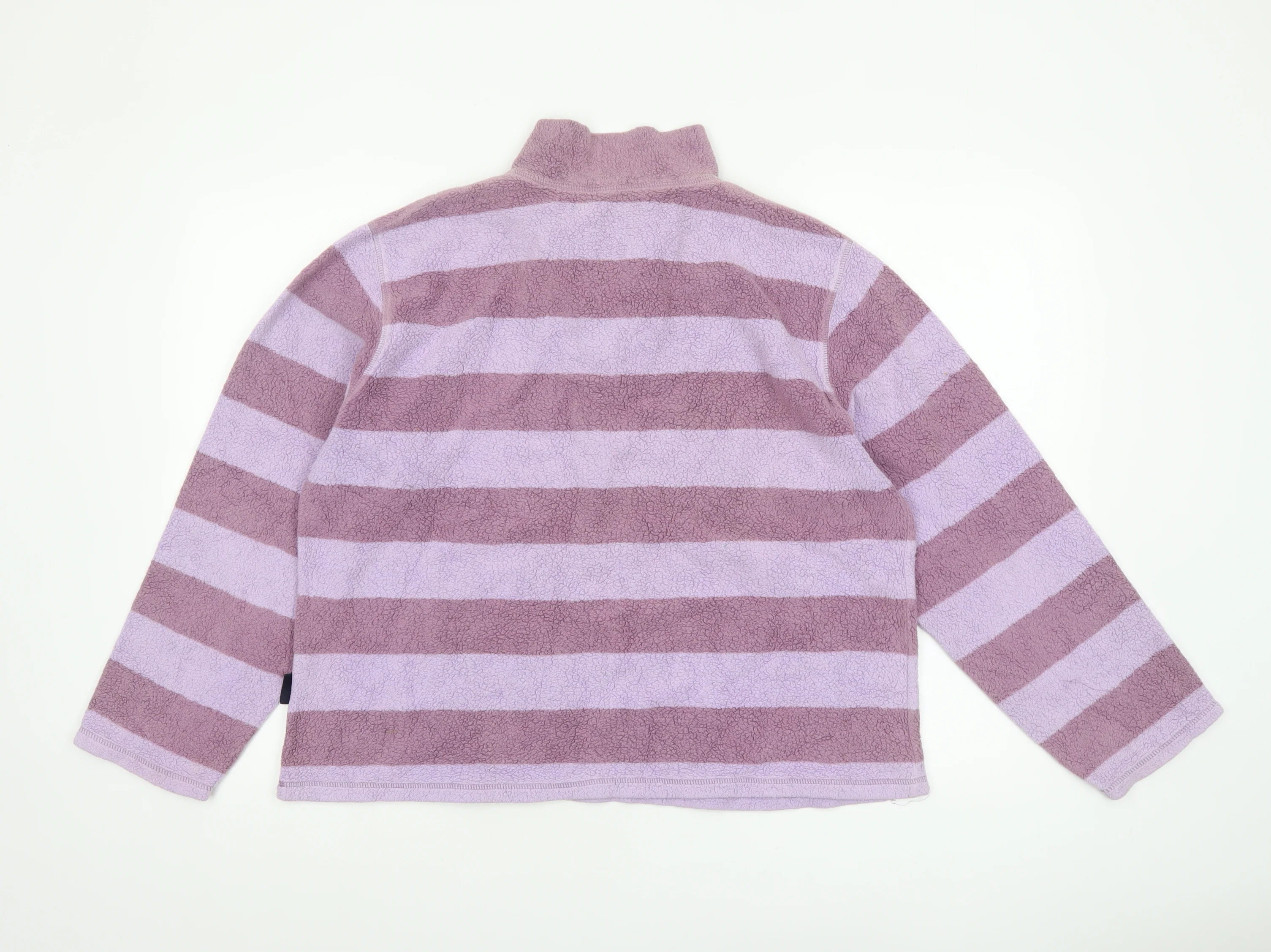 Boden Women's Purple Striped 1/4 Zip Fleece Sweatshirt XL - Image 3