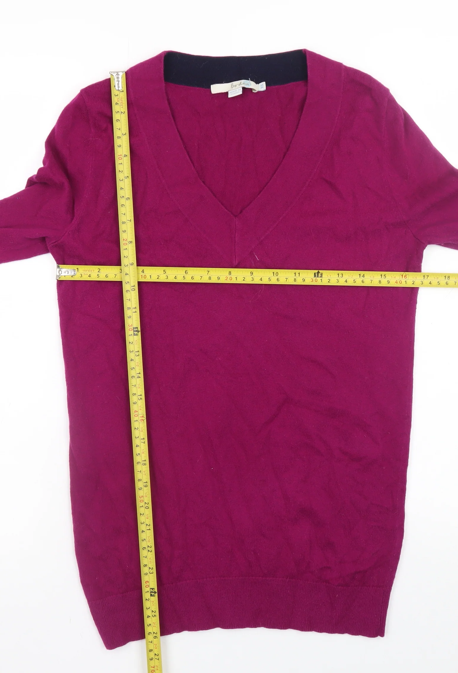 Boden Women's Purple V-Neck Wool Pullover Jumper XS - Image 2
