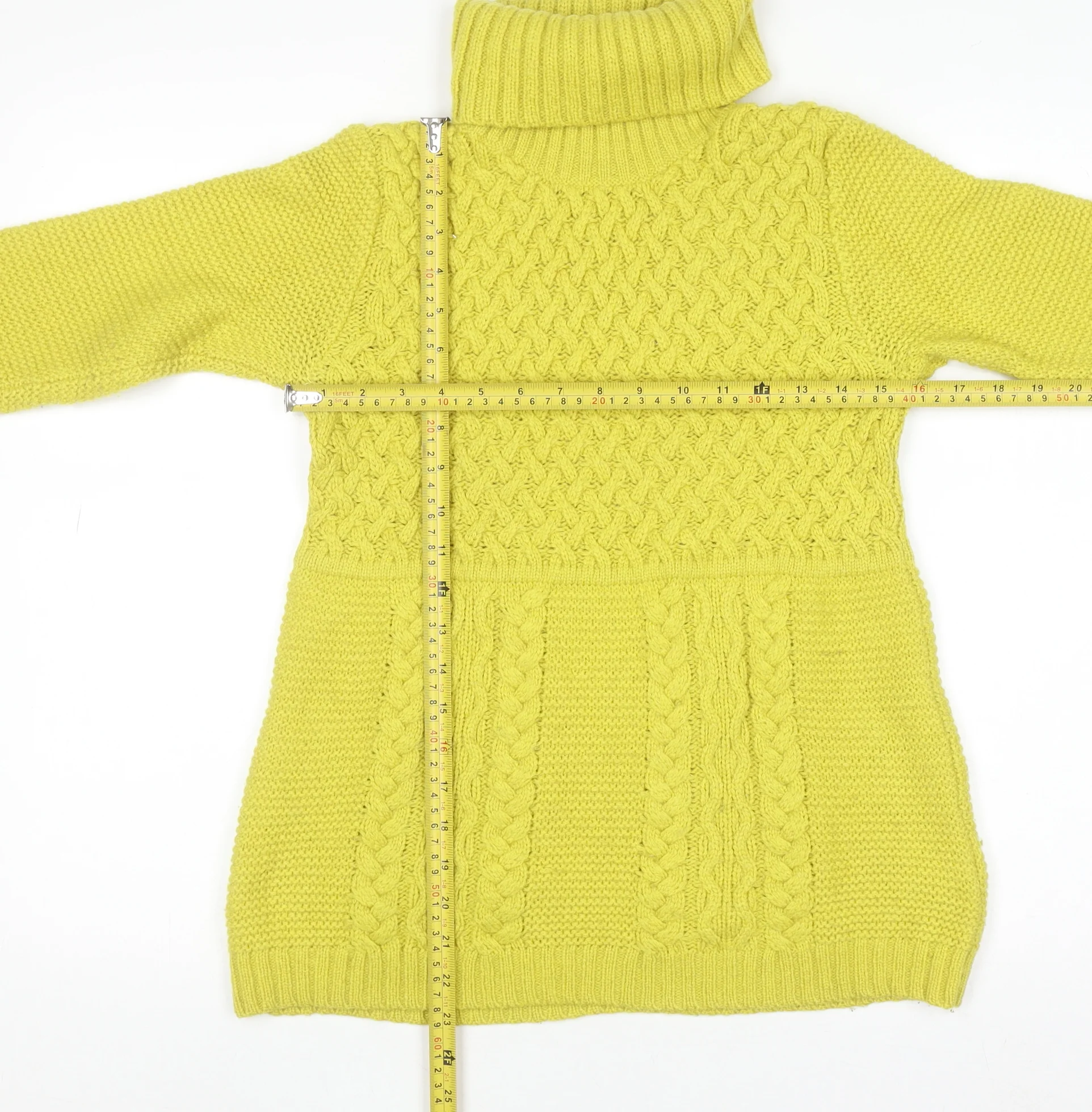 Boden Women's Yellow Roll Neck Cable-Knit Wool Jumper Size 12 - Image 2