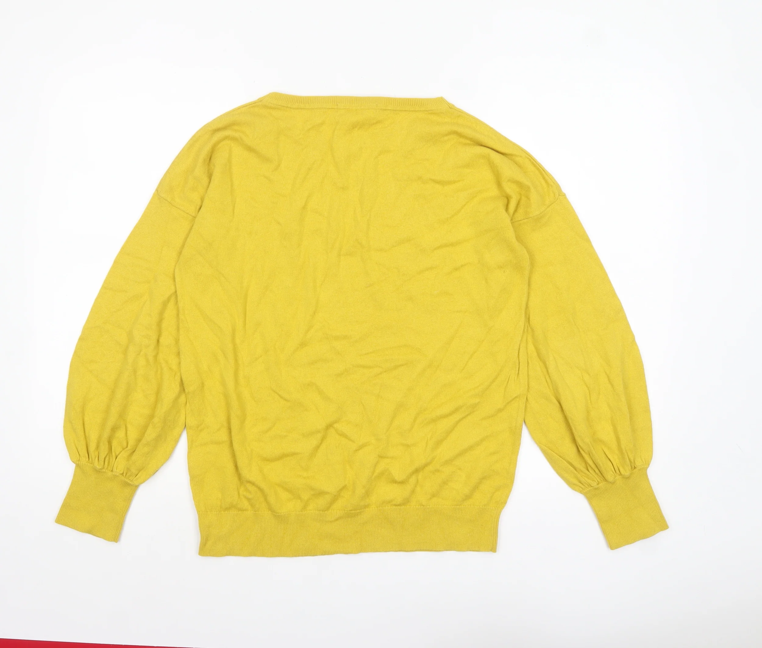 Boden Womens Yellow Wool Cotton Crew Neck Balloon Sleeve Jumper M - Image 3