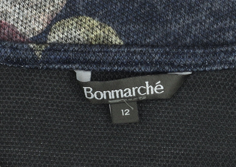 Bonmarché Women Blue Floral Shift Dress Size 12 3/4 Sleeve - Image 4