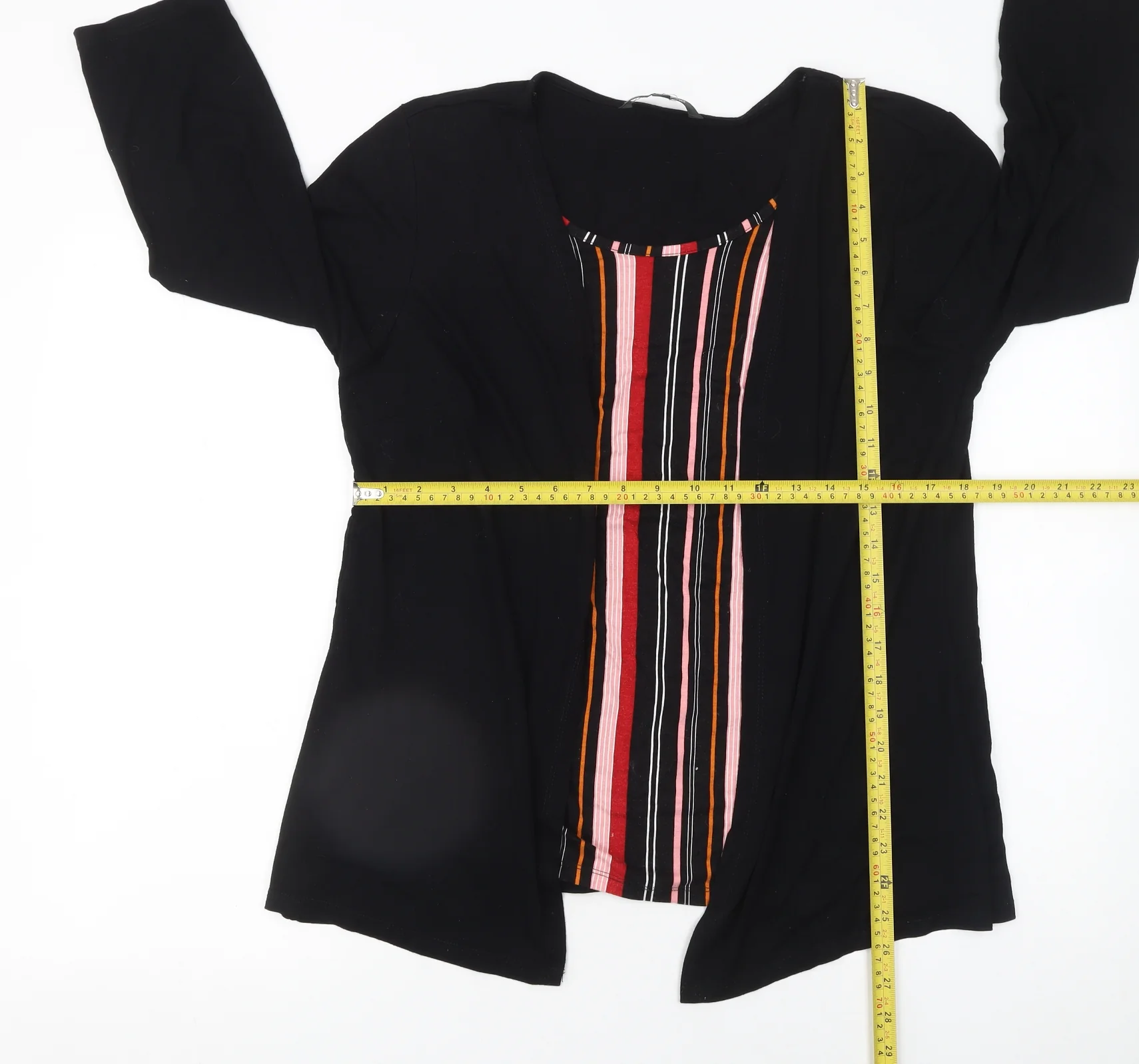 Bonmarché Women’s Black Striped Tunic Blouse Size 16 3/4 Sleeve Jersey Top - Image 2