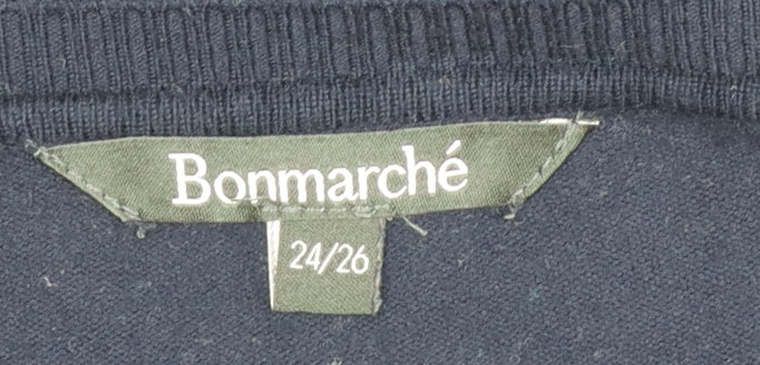 Bonmarché Women’s Navy Blue Embroidered Bee Jumper Size 24/26 Viscose Blend - Image 5