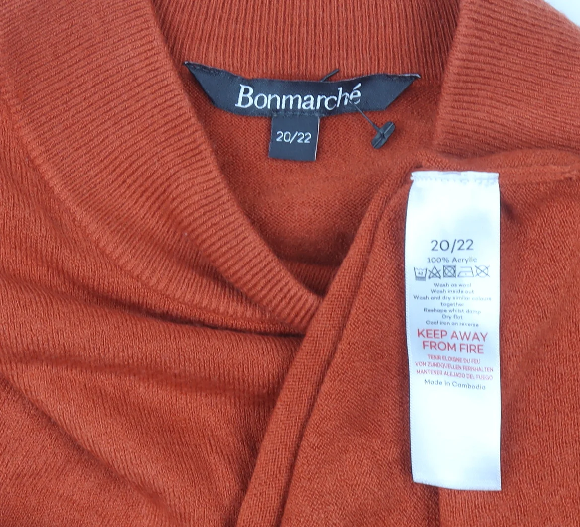 Bonmarché Women’s Orange Mock Neck Long Sleeve Pullover Jumper Size 20/22 - Image 4