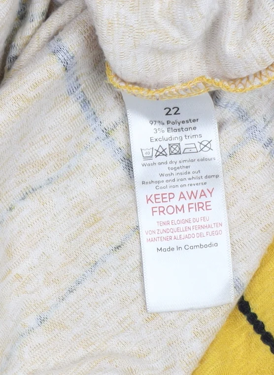 Bonmarché Women’s Yellow Check Zip V-Neck Jumper Size 22 - Image 5