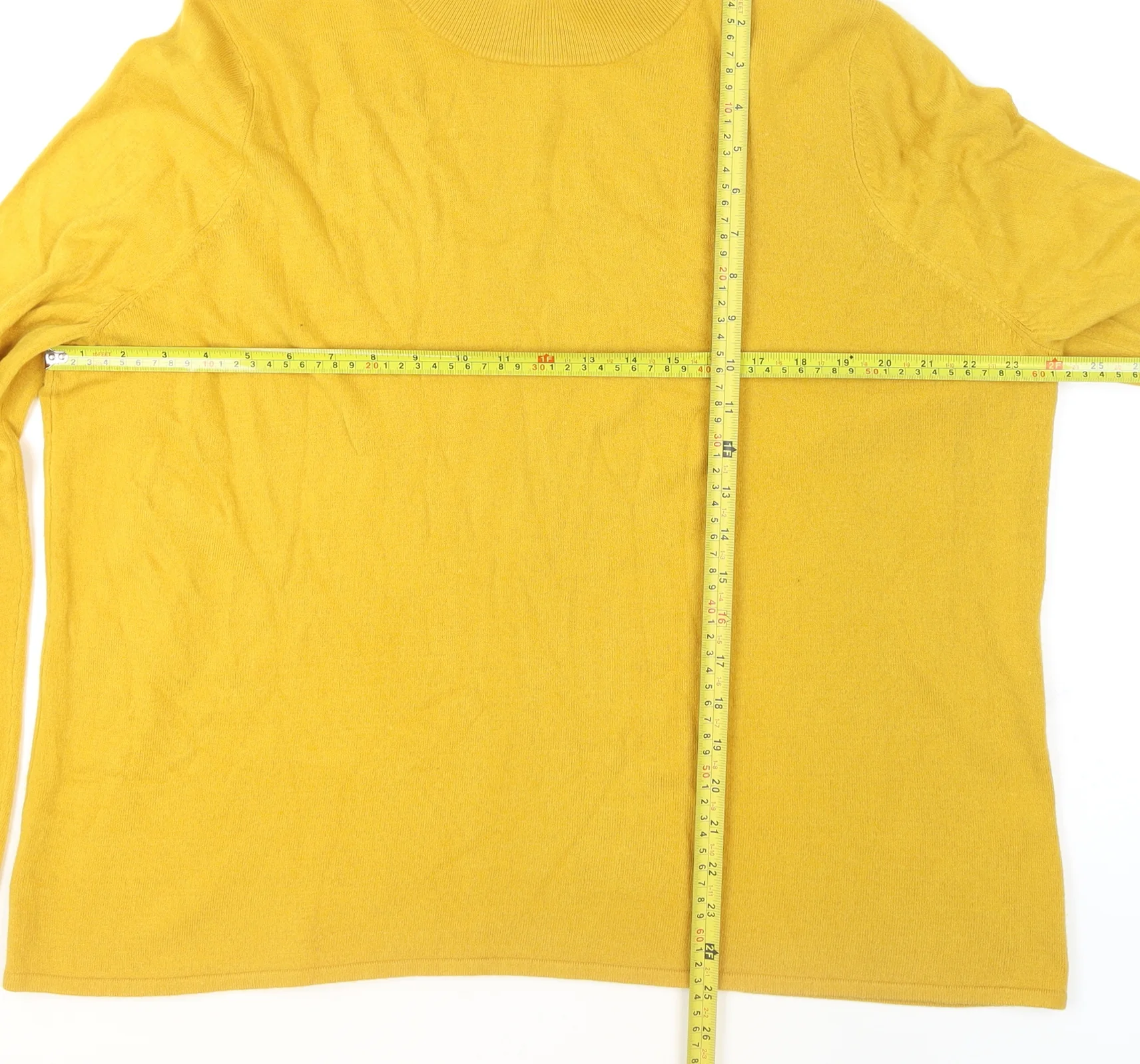 Bonmarche Women Yellow Acrylic Mock Neck Pullover Jumper Size 24/26 - Image 2