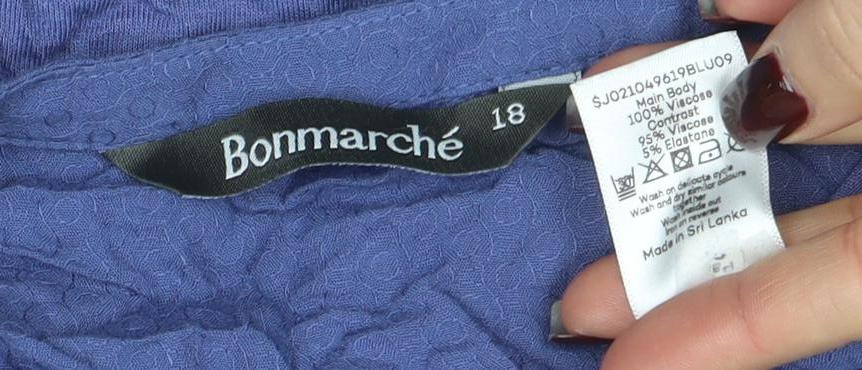 Bonmarche Women's Blue Viscose 3/4 Sleeve Tunic Blouse Size 18 - Image 4