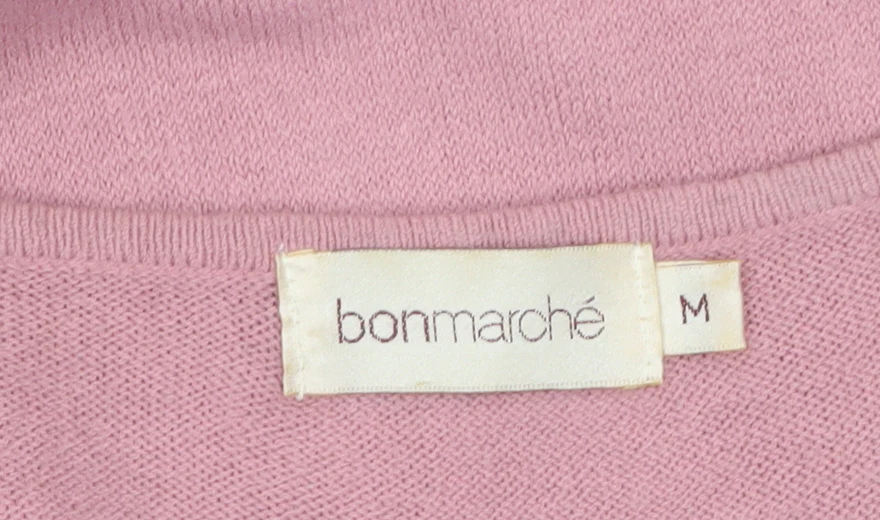 Bonmarche Womens Pink V-Neck Ruffle Hem Acrylic Cardigan M - Image 5