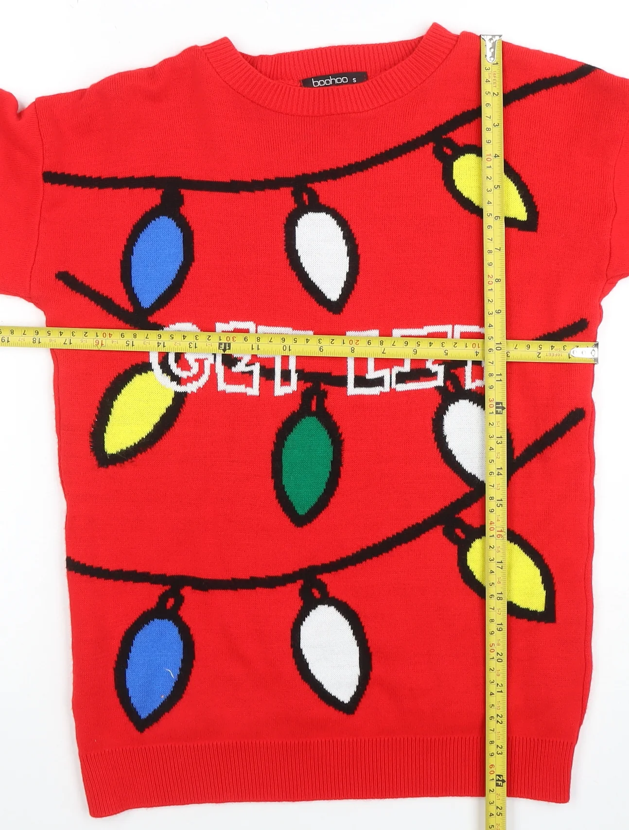 boohoo Men Red Christmas Graphic Knit Jumper Size S - Image 2
