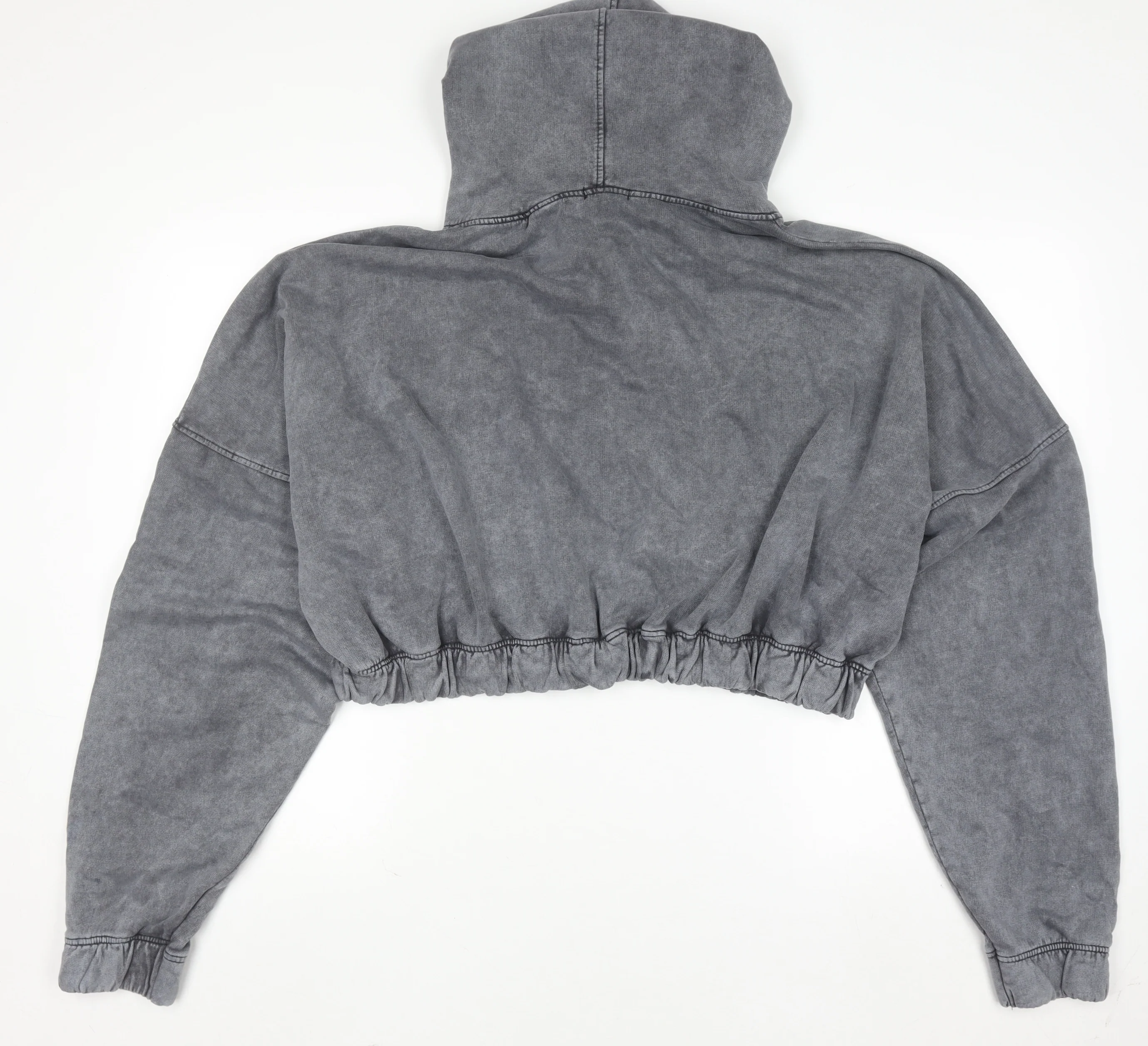 Boohoo Women Grey XL Cropped Full Zip Hoodie 100% Cotton