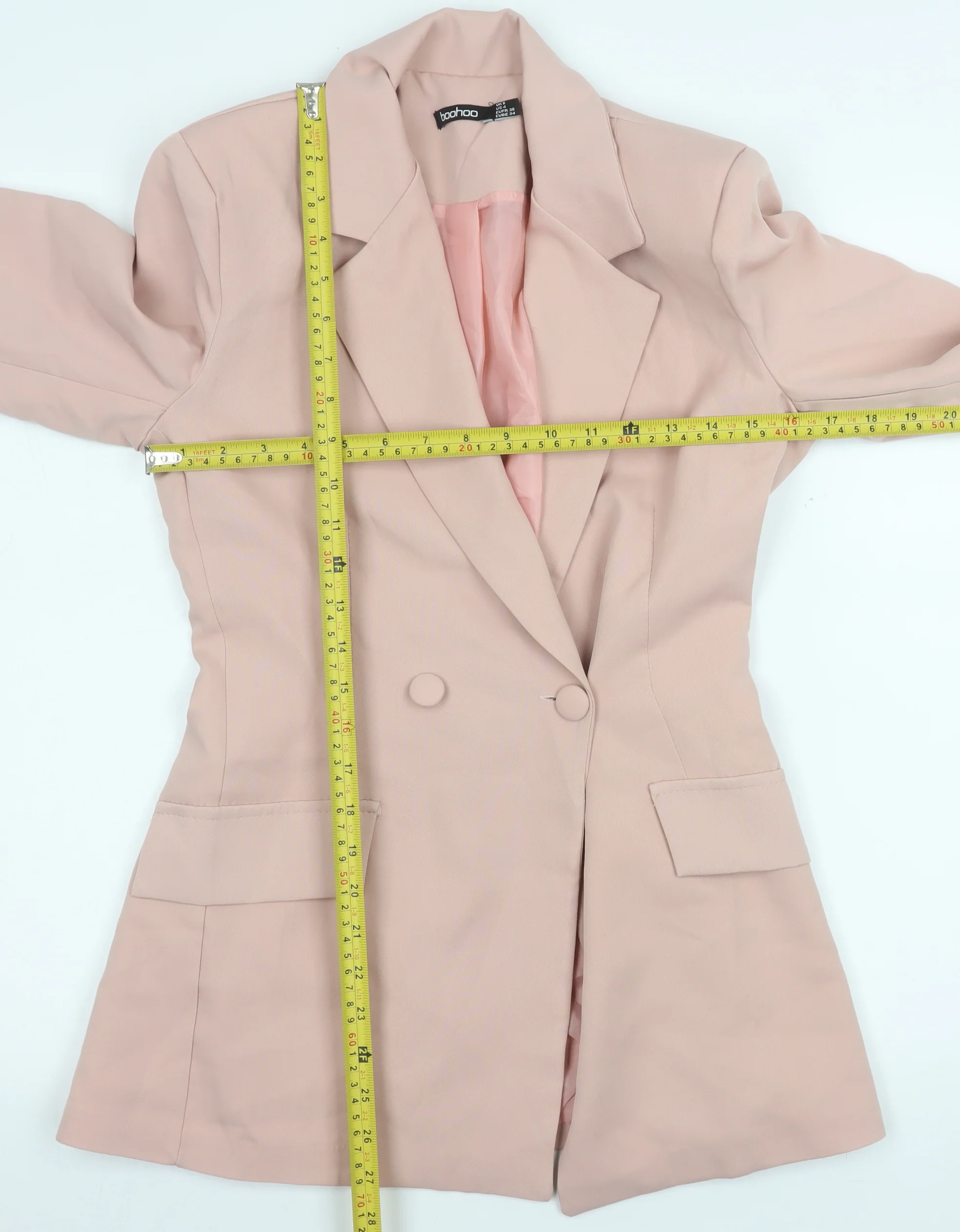 Boohoo Women Pink Blazer UK 8 Double-Breasted Tailored Jacket - Image 2