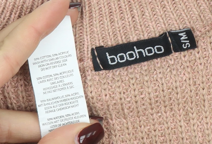 Boohoo Women’s Beige Cold Shoulder Knit Jumper Size S - Image 4