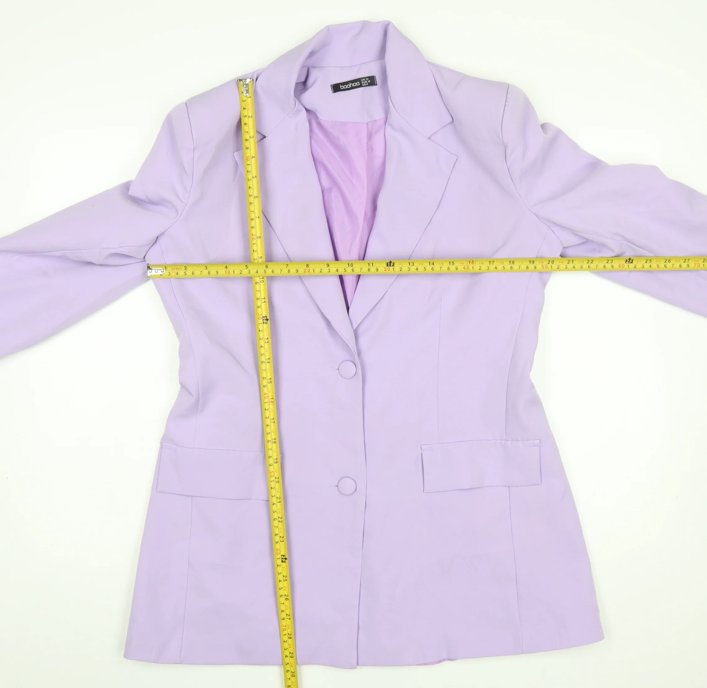Boohoo Women’s Lilac Long Sleeve Blazer UK 12 Tailored Jacket - Image 2
