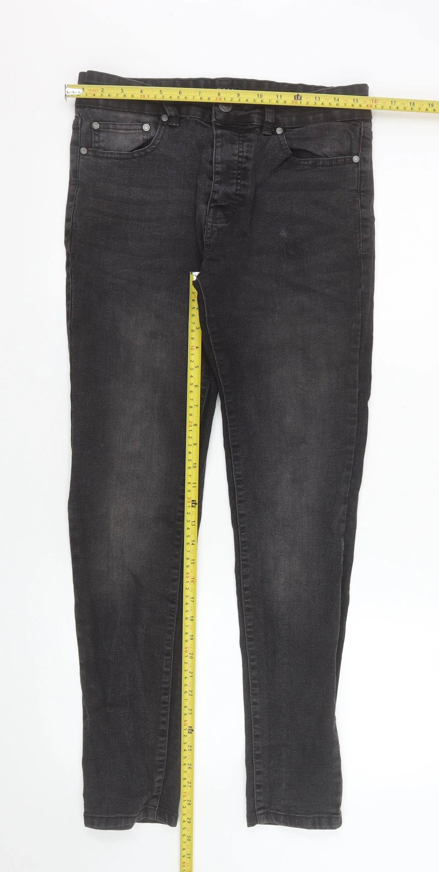 boohooMAN Men’s Black Slim Skinny Jeans Size 32 Dark Wash Denim - Image 2