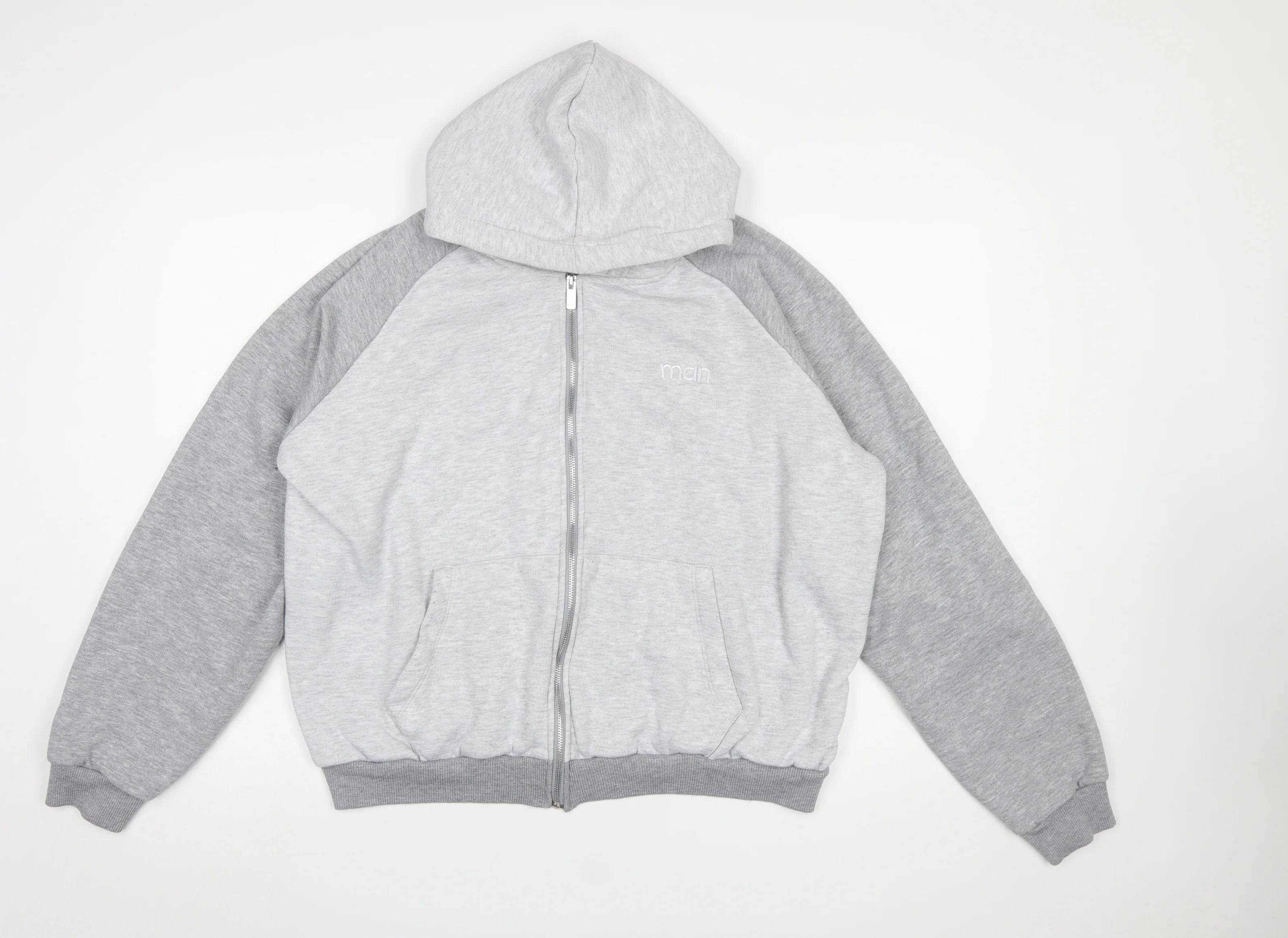 boohooMAN Men’s Grey Full Zip Hoodie Size S Regular Fit